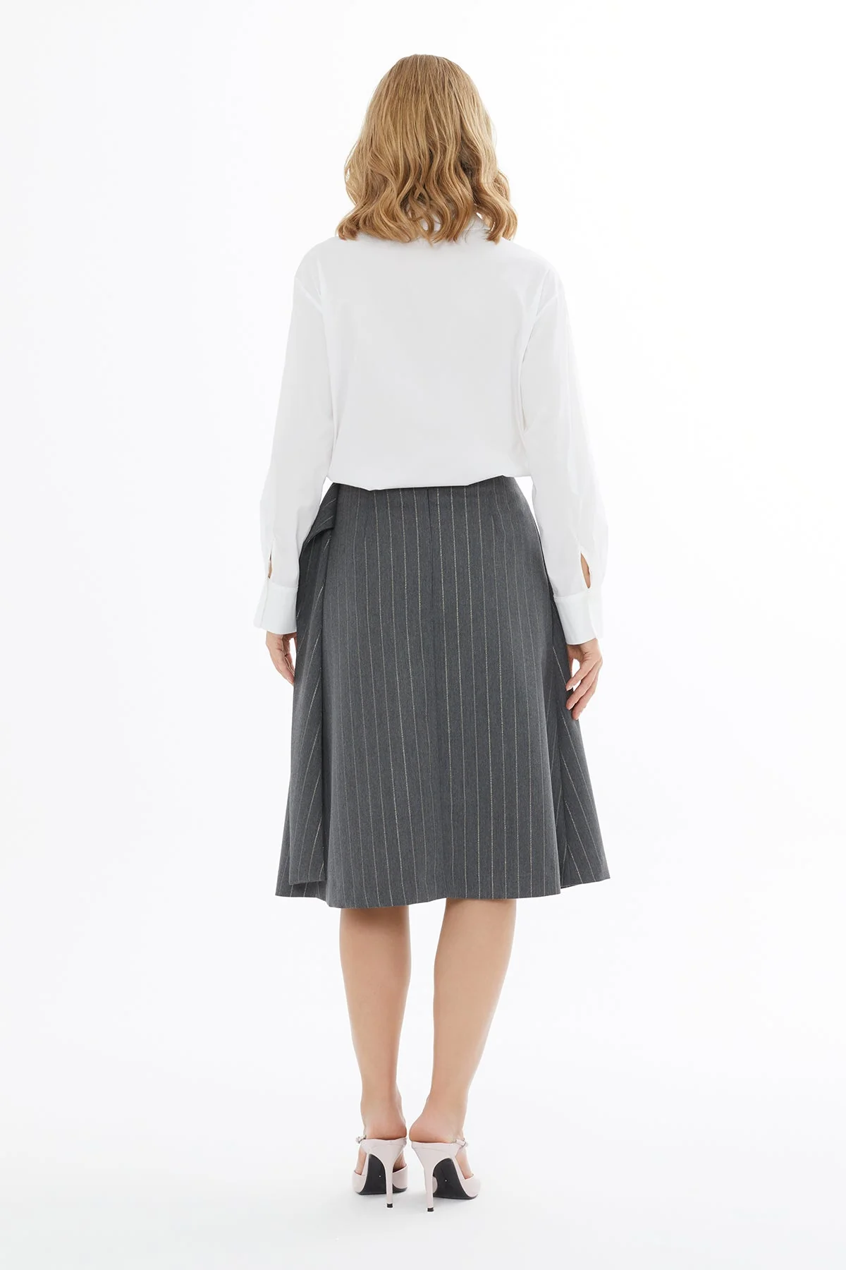 Grey Midi Pleated Skirt - Image 4