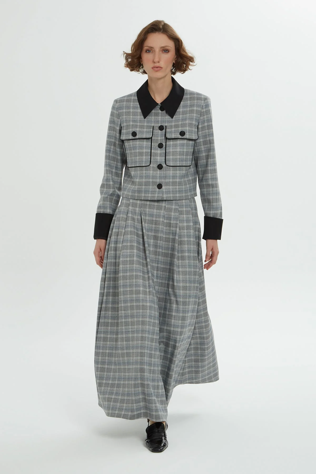 Grey Plaid-Patterned Co-Ord Set