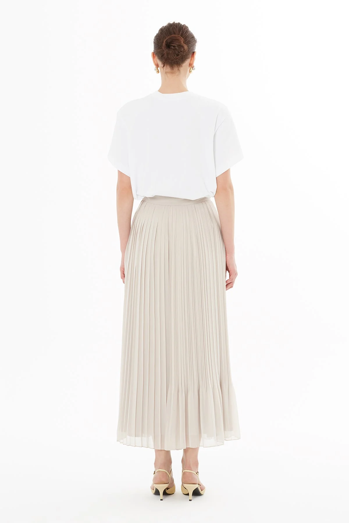 Grey Pleated Chiffon Maxi Skirt - Image 4