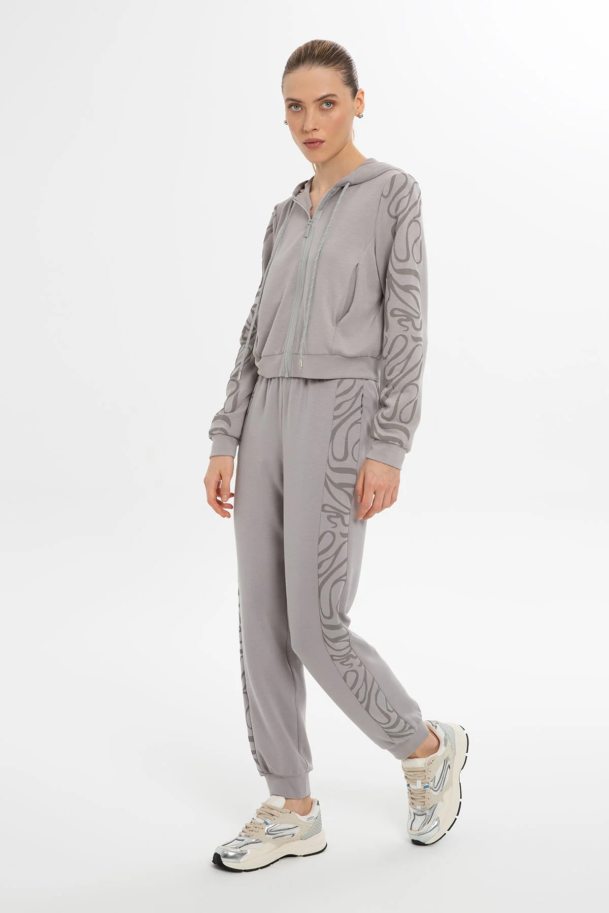 Grey Printed-Sleeve Sweatshirt - Image 3
