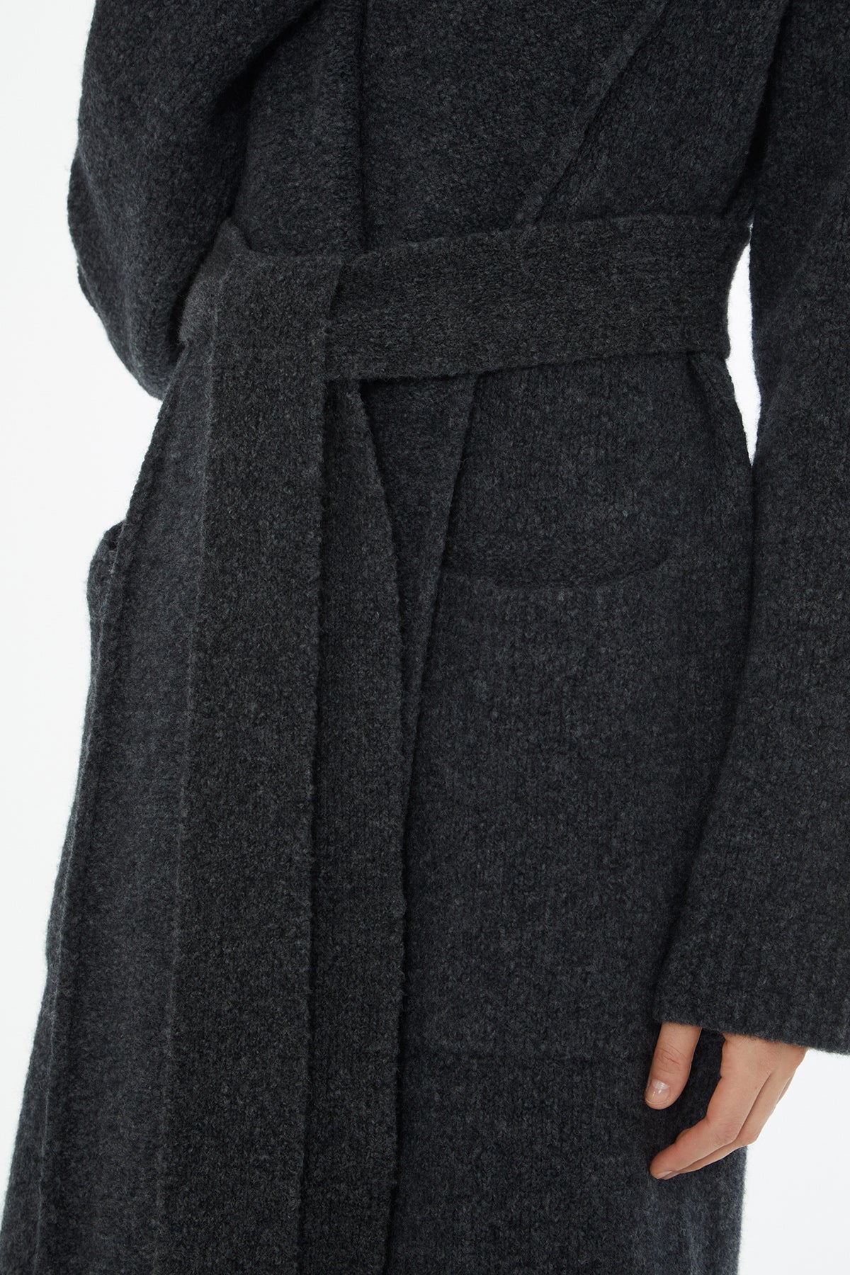 Grey Shawl-Collar Coat with - Image 2