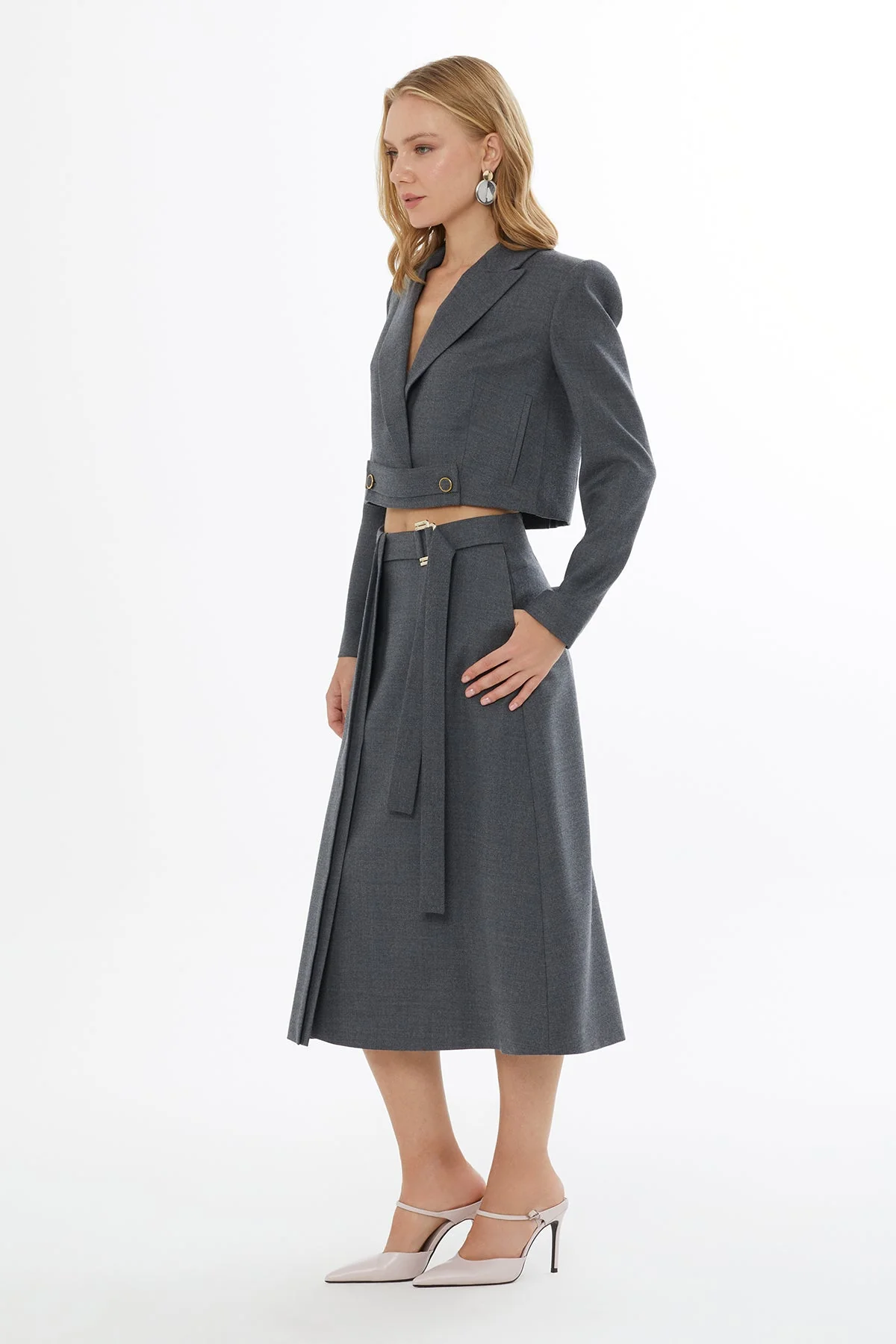 Grey Short Jacket with Buttons - Image 3