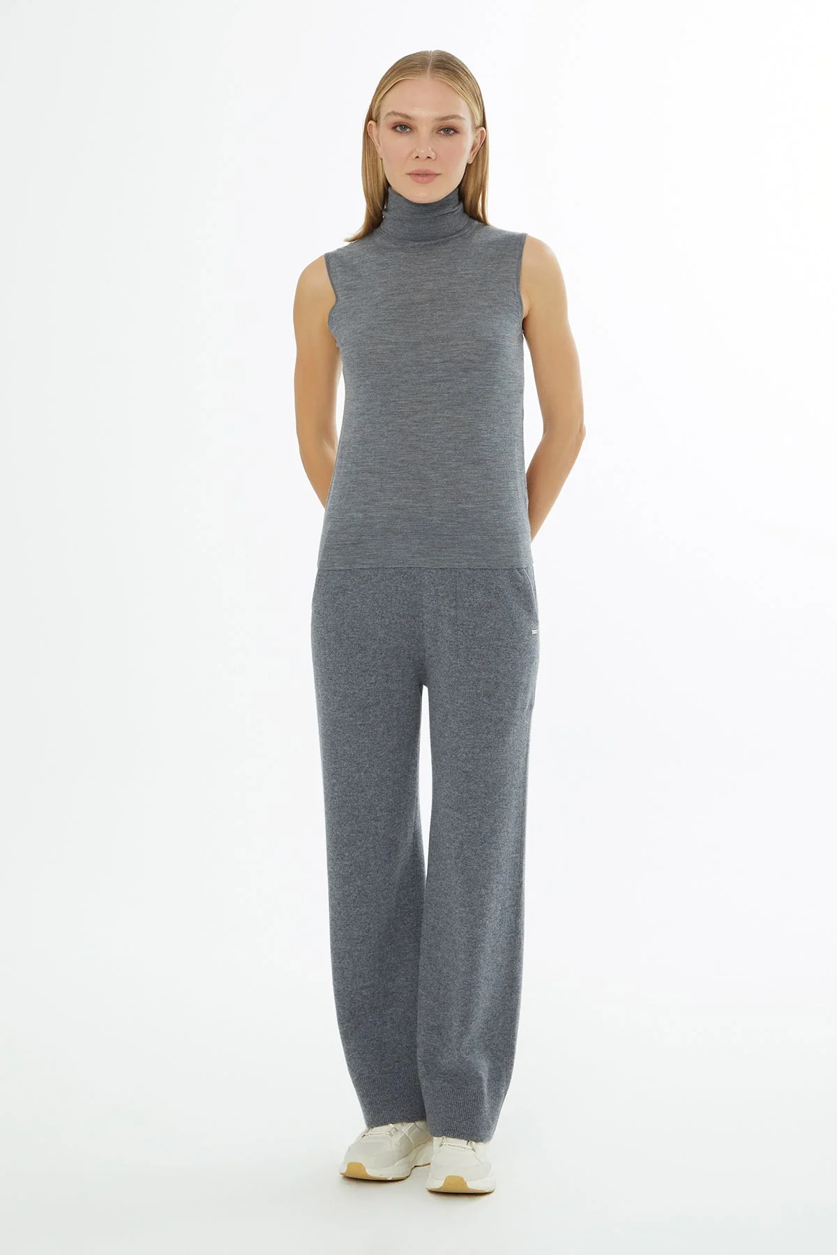 Grey Sleeveless V-Neck Sweater