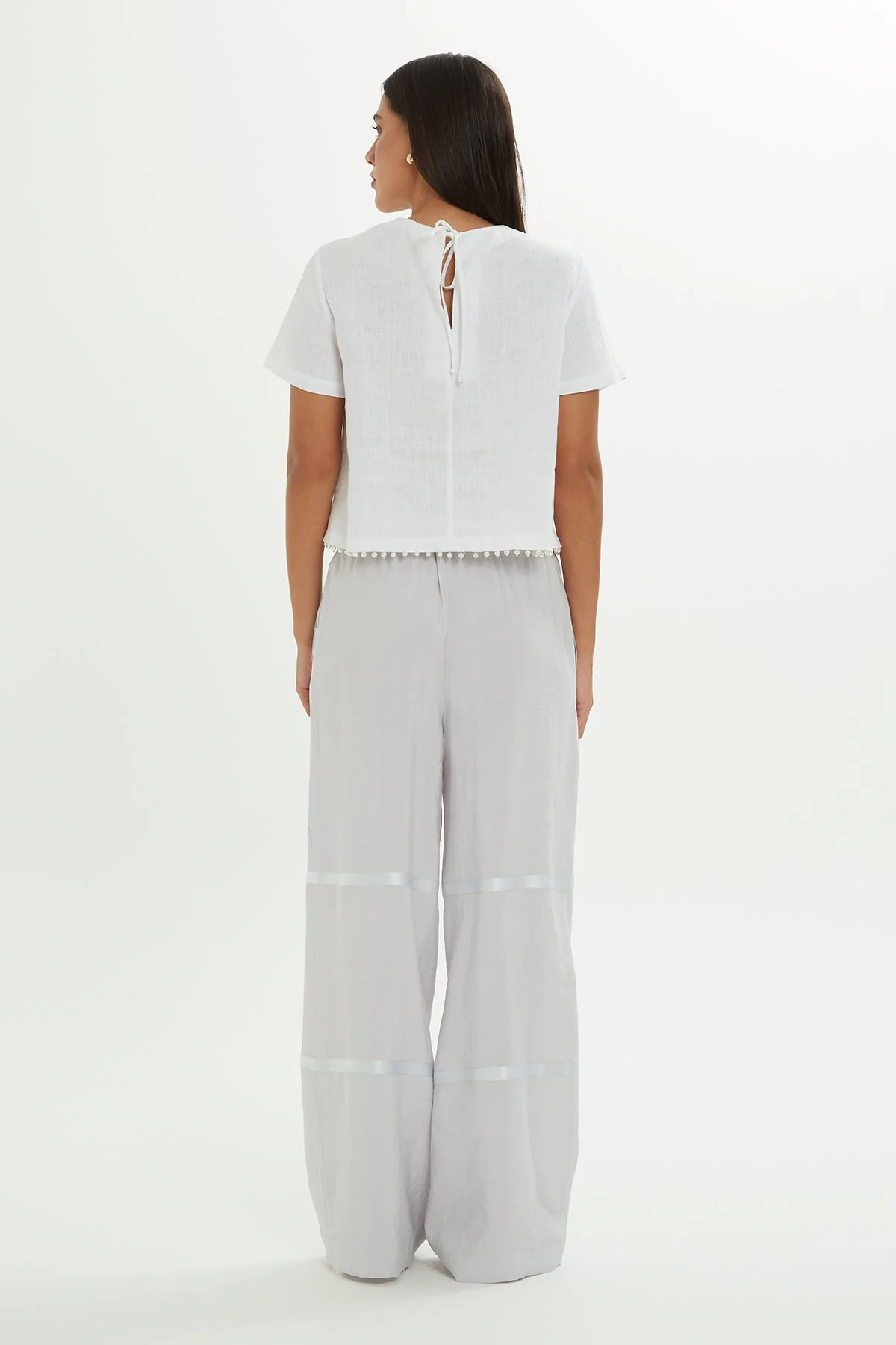 Grey Trousers with Ribbon Detail - Image 5