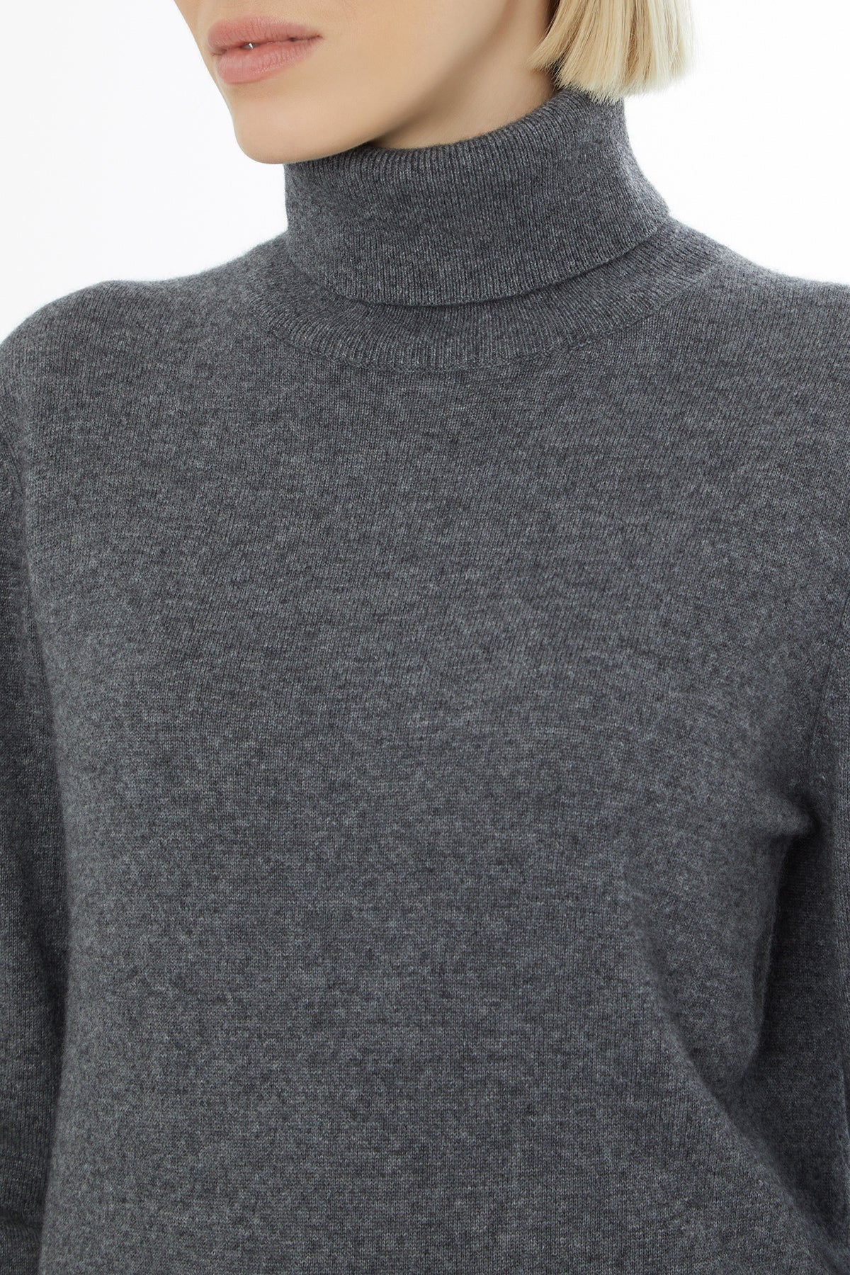Grey Turtleneck Knit Blouse - Image 2