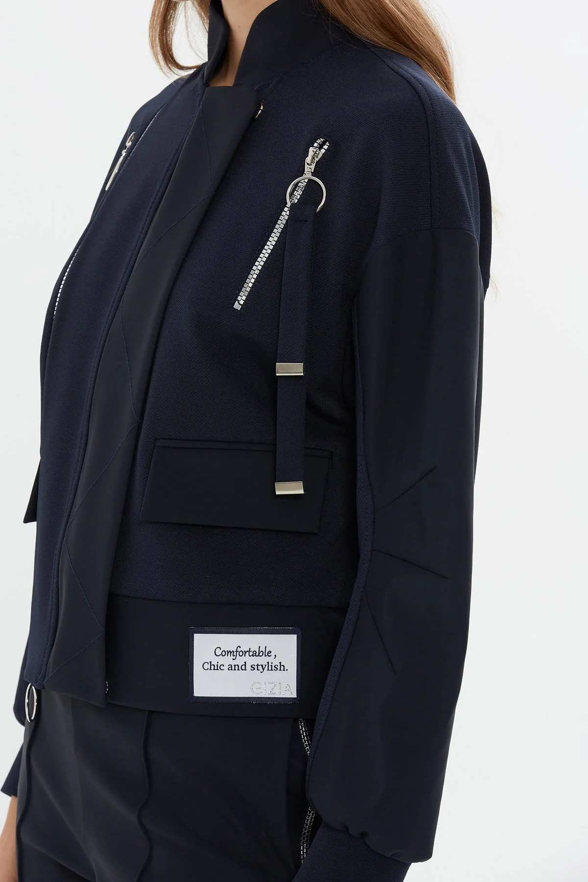 Hooded Zipper Detail Bomber Jacket - Image 5