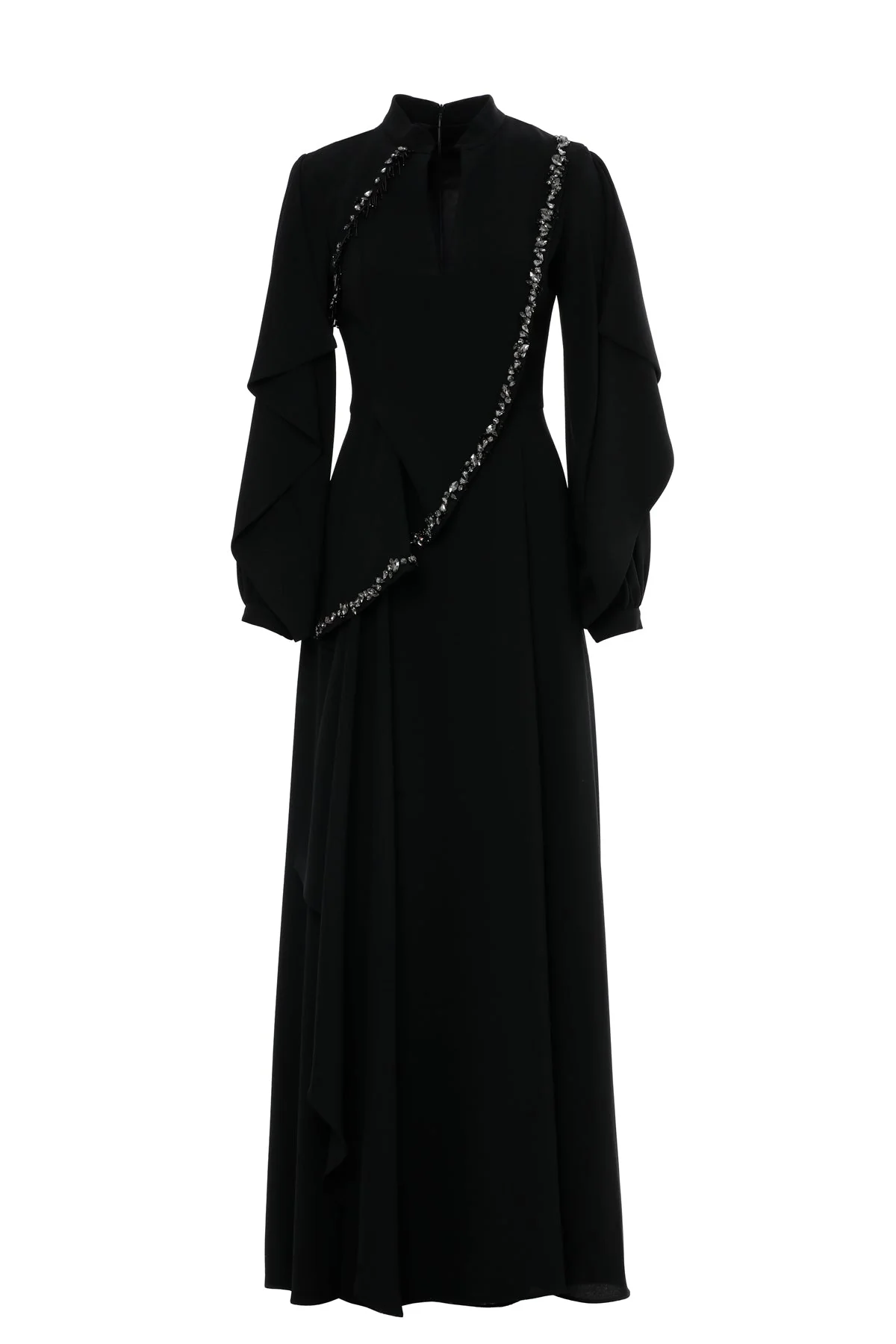 Black Stone Embellished long Dress