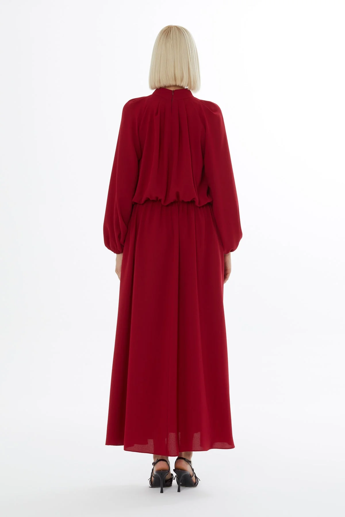 Red Long Dress with Elasticated Waist - Image 4