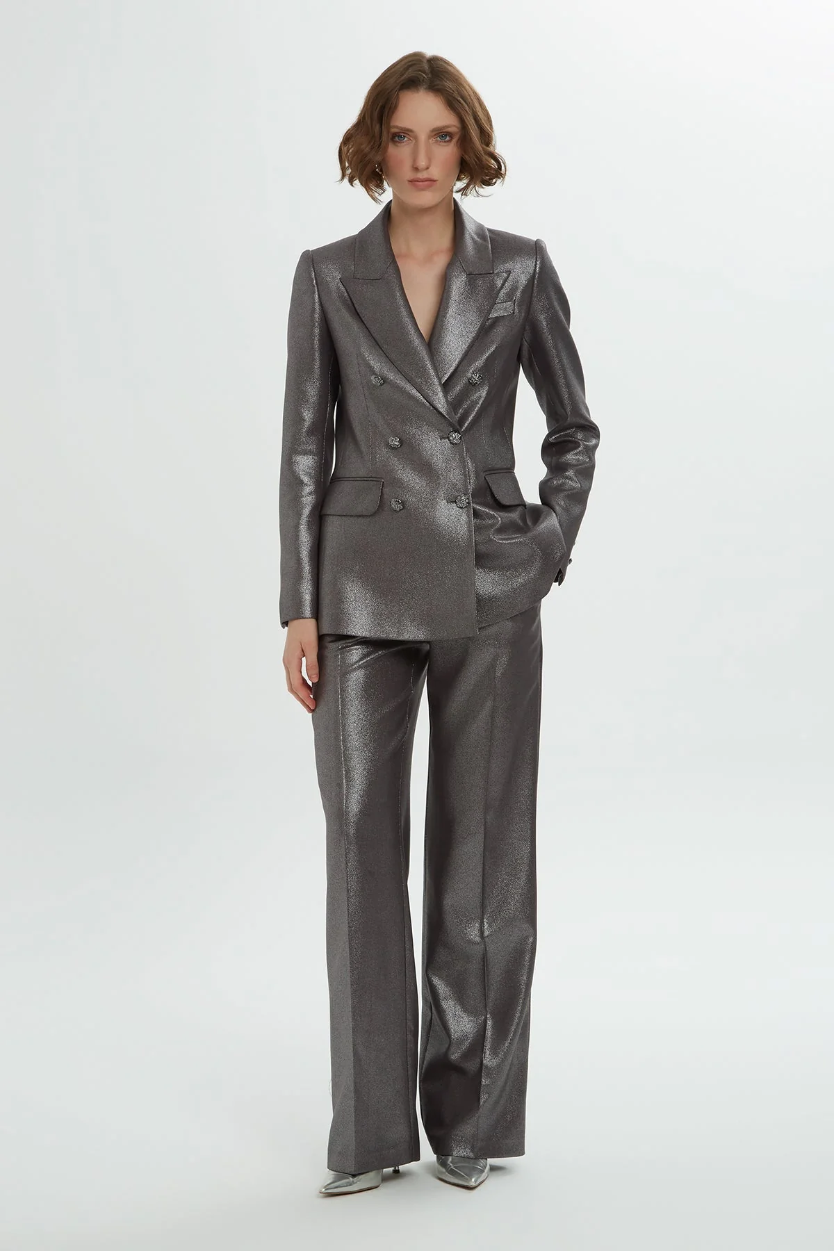 Metallic Grey Shiny Suit - Image 4