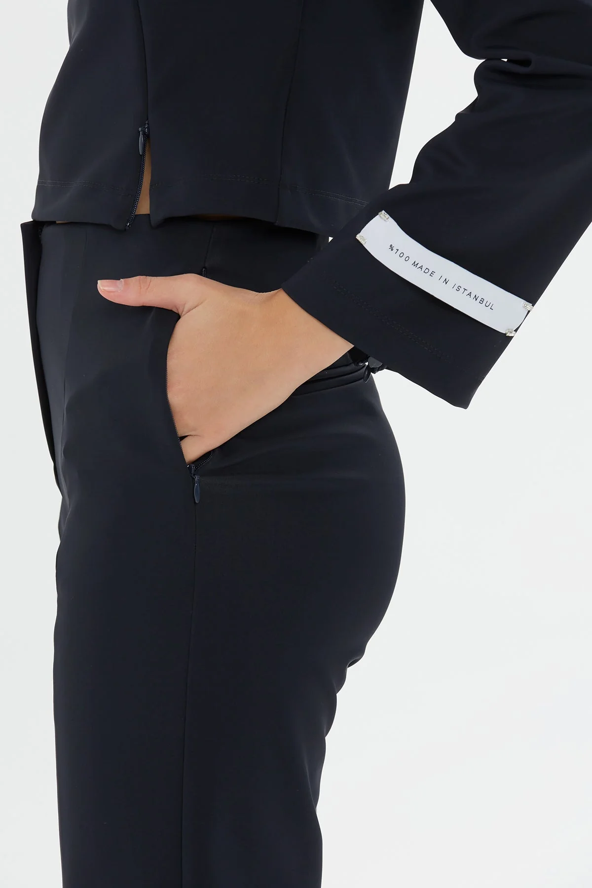 Navy Asymmetric High-Neck Crop Top - Image 4