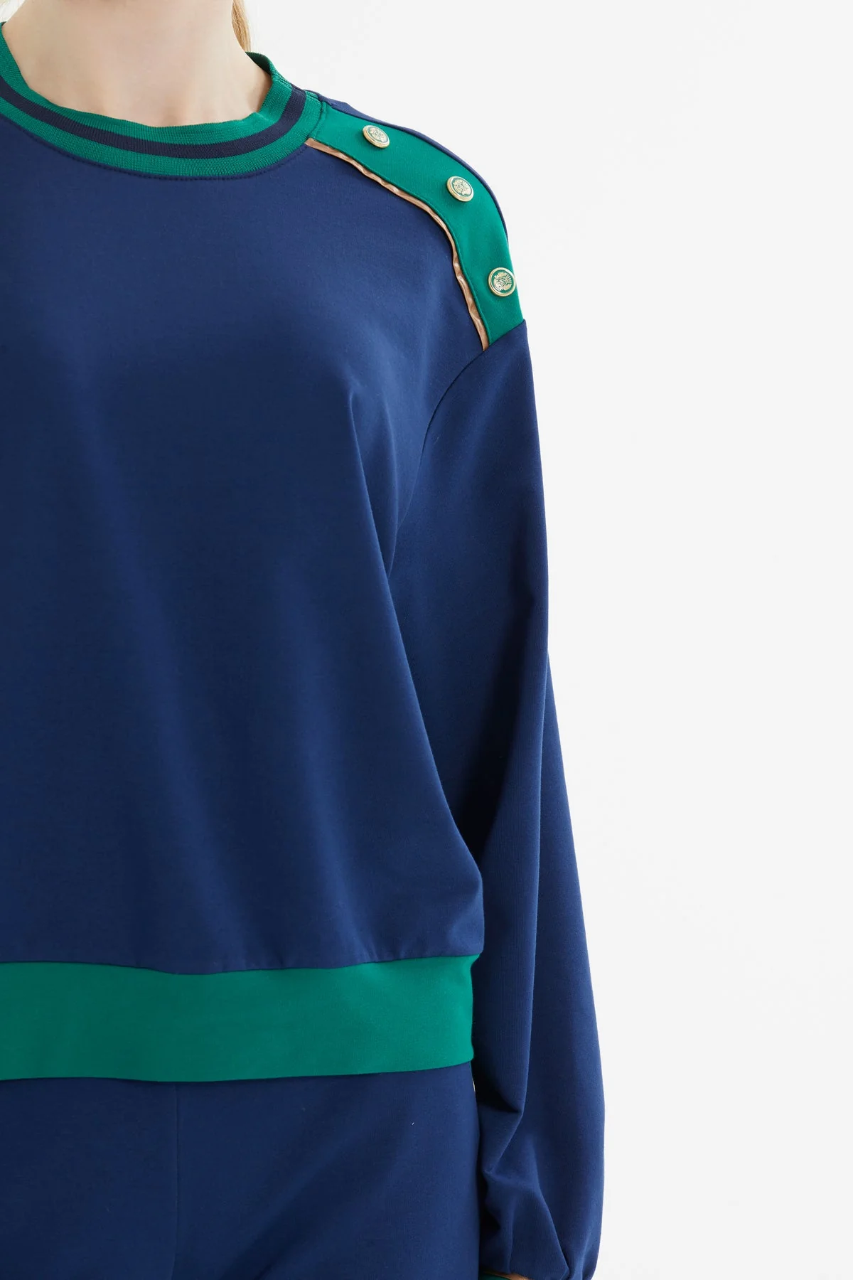 Navy Button-Detail Tracksuit - Image 3