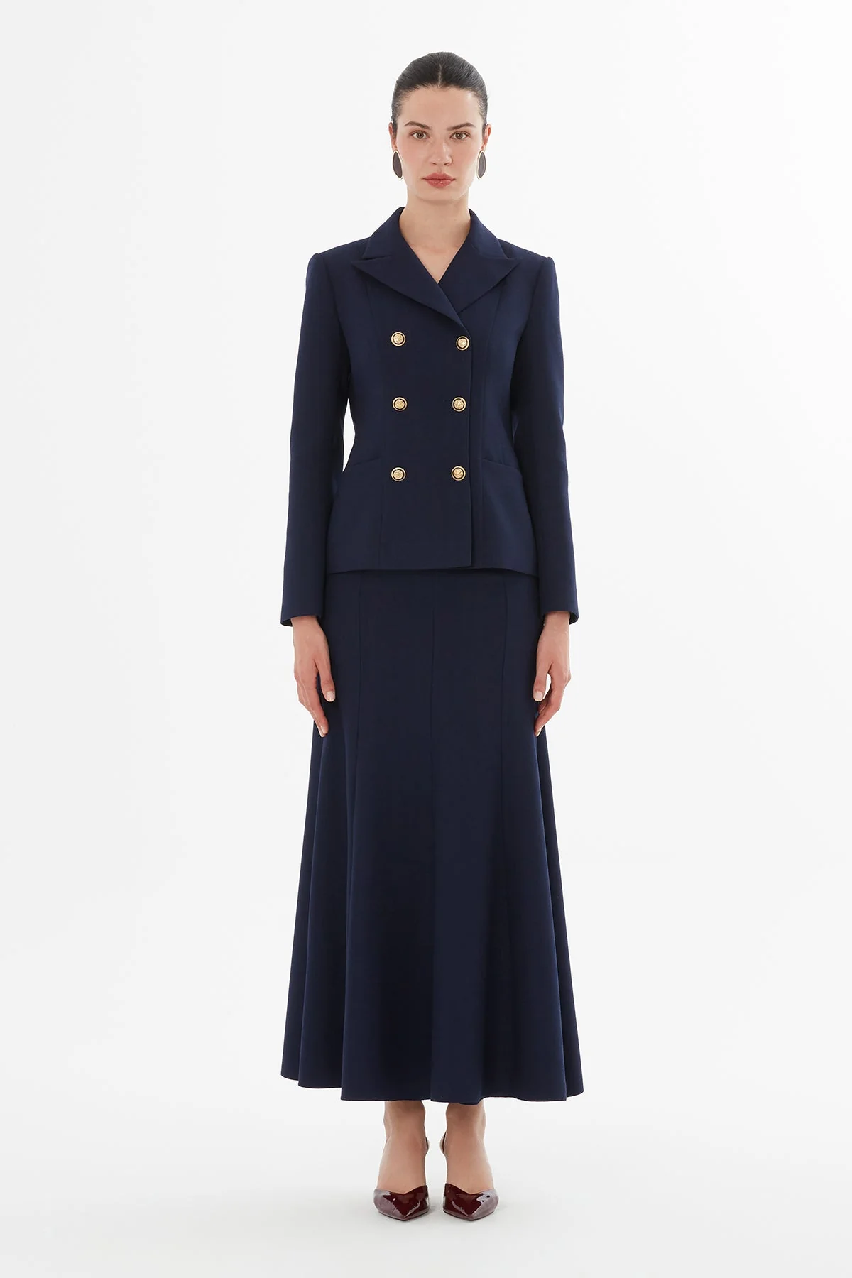 Navy Button-Down Jacket Suit