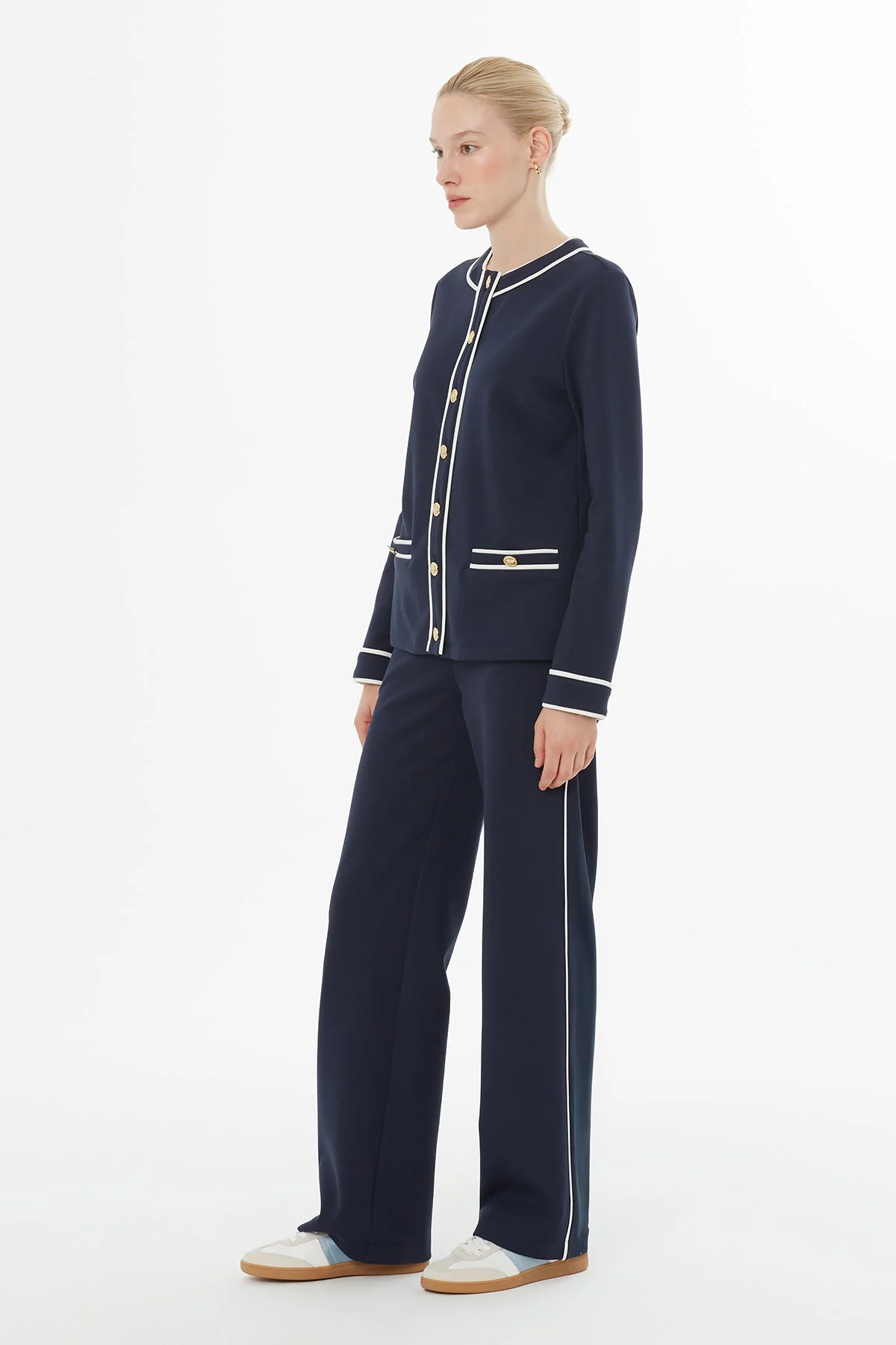 Navy Button-Front Tracksuit - Image 3