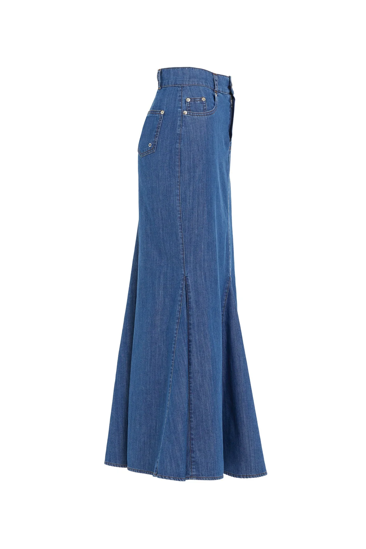 Navy High-Waist Maxi Denim Skirt - Image 6