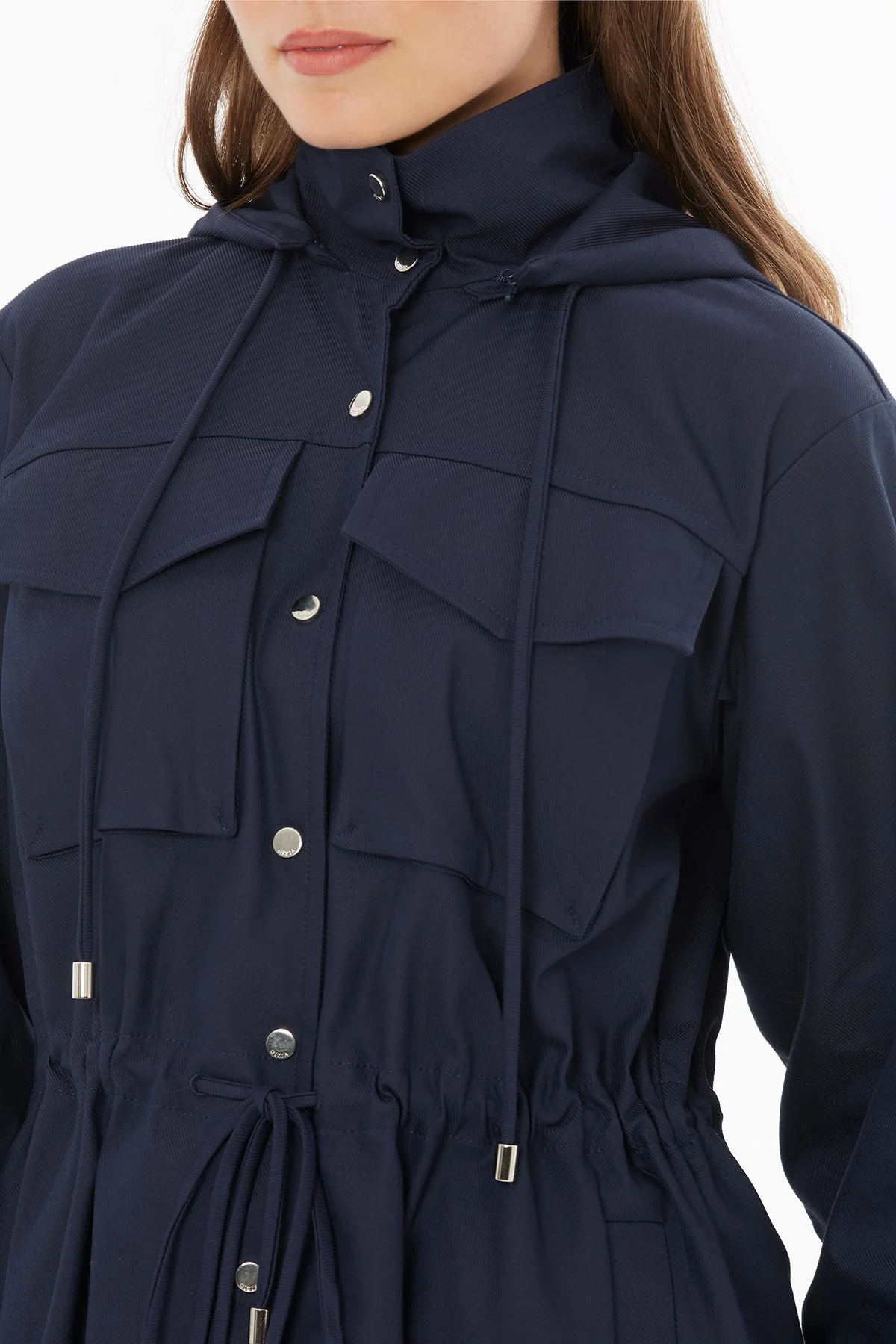 Navy Jacket with Drawstring Detail - Image 2