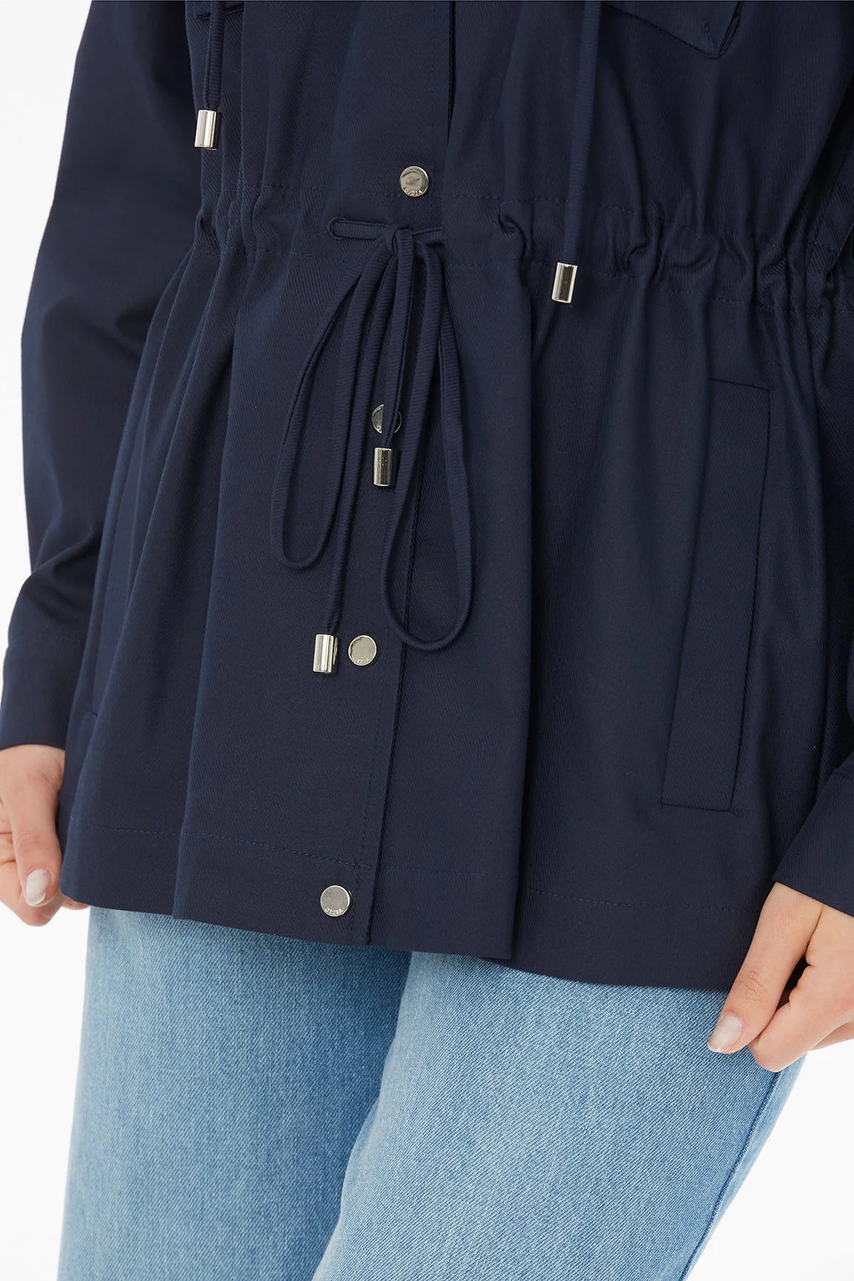 Navy Jacket with Drawstring Detail - Image 3