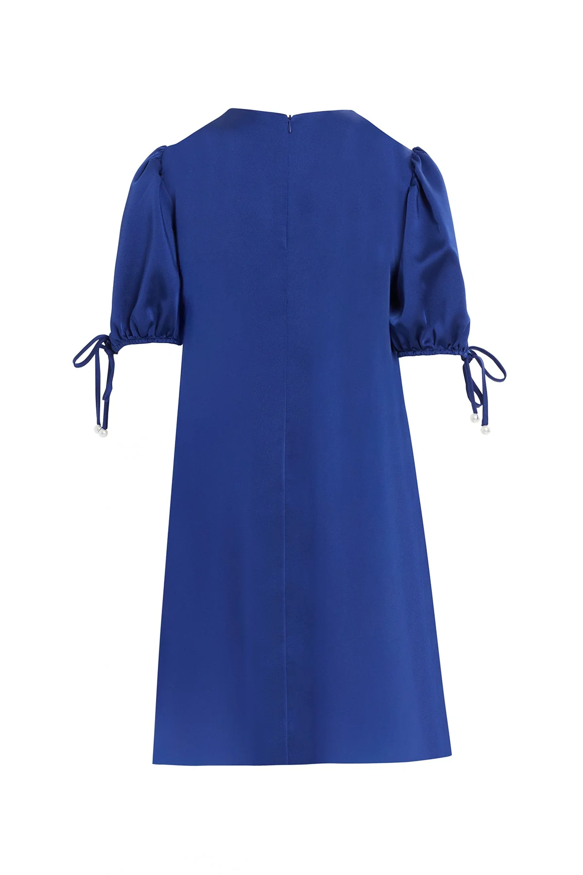 Navy Short Dress with Pearl Necklace - Image 4