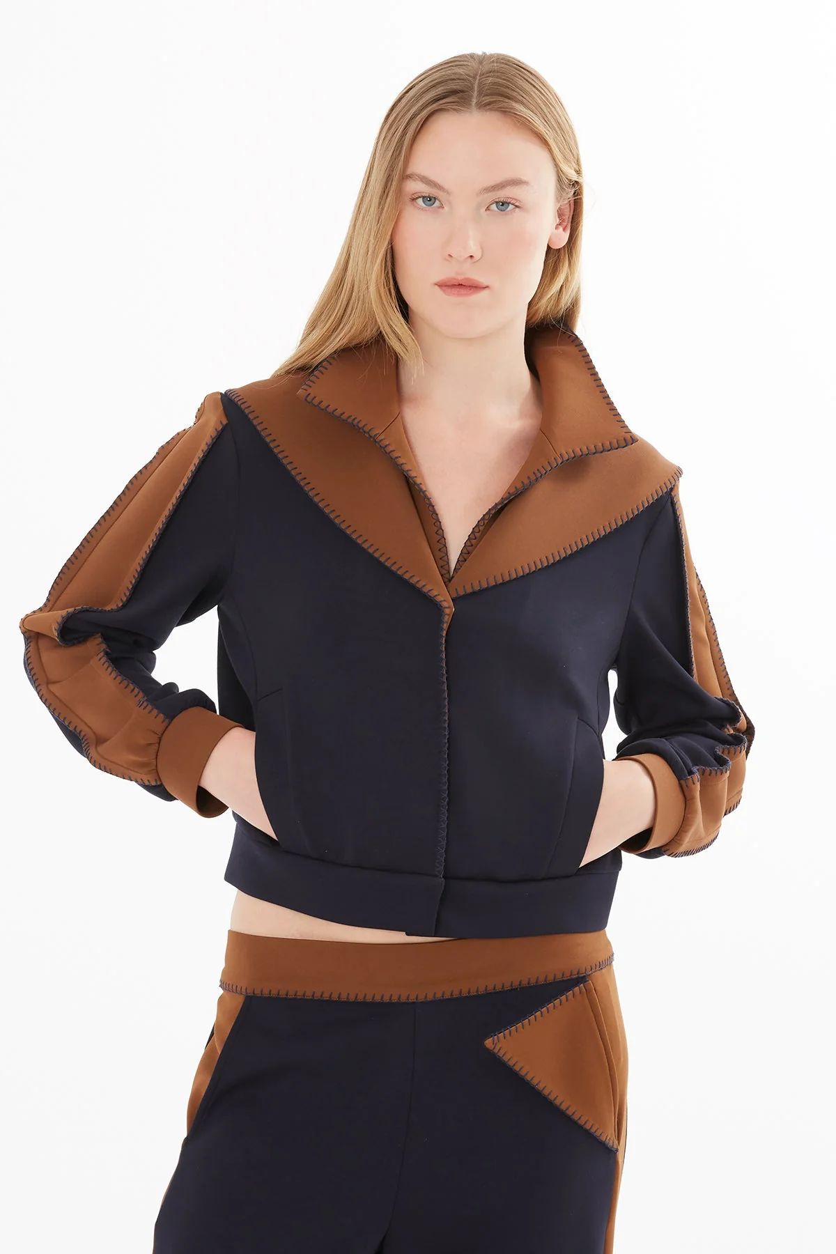 Navy Stitch-Detail Sweatshirt - Image 3