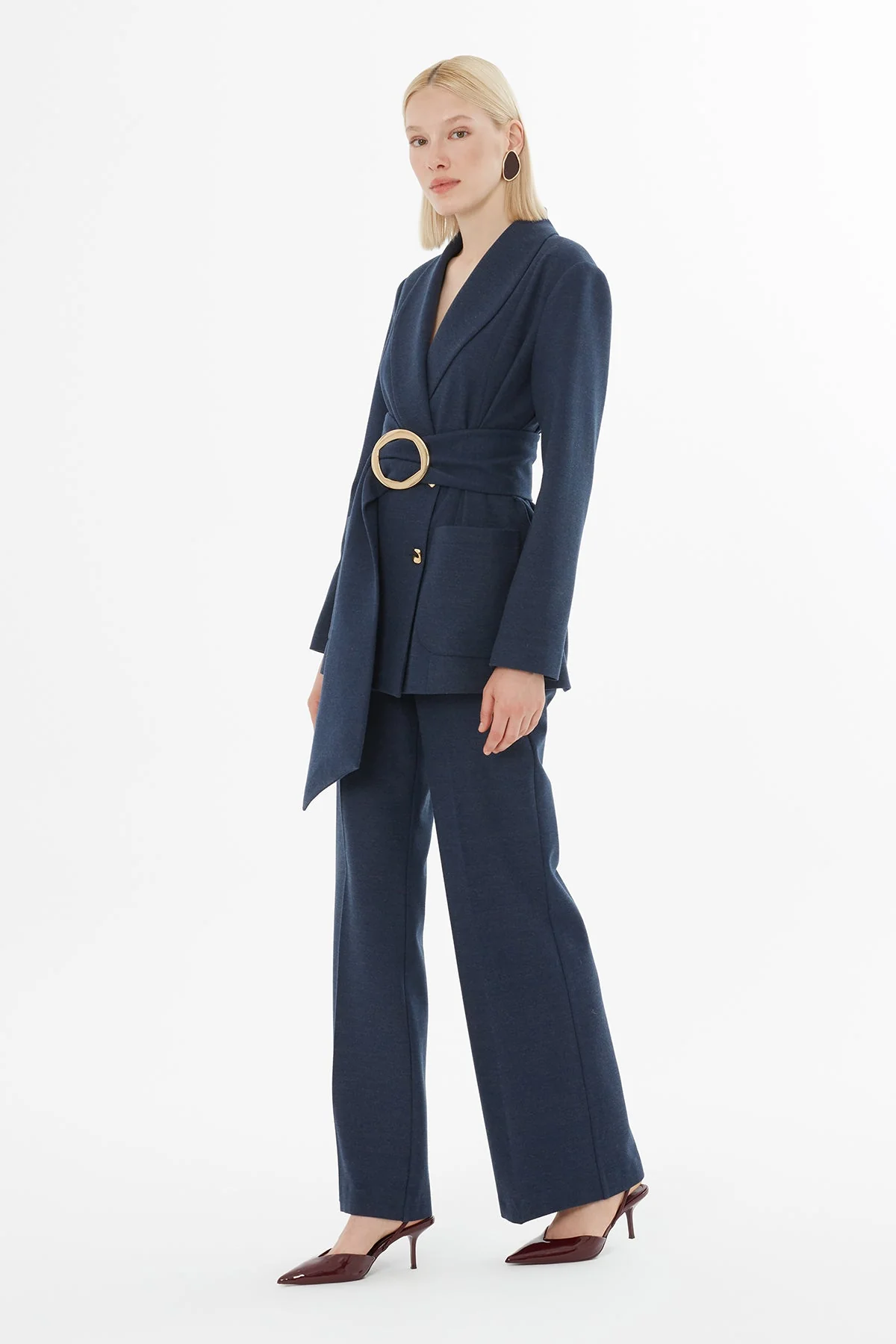 Navy Suit with Belted Jacket - Image 4