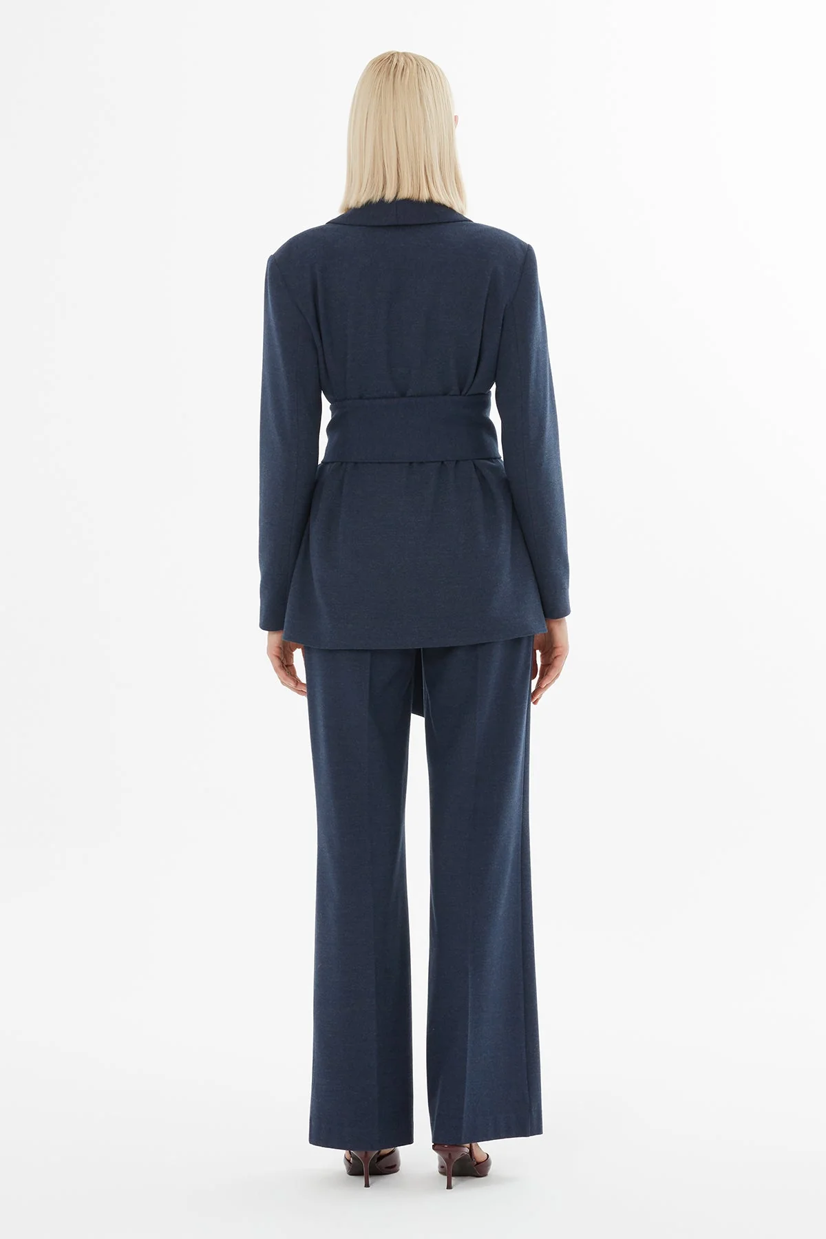 Navy Suit with Belted Jacket - Image 5