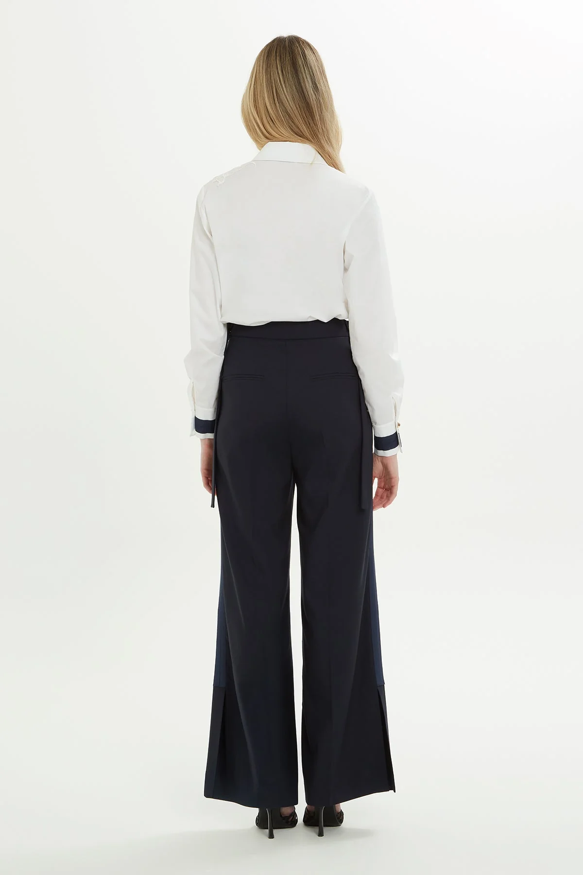 Navy Trousers with Slit Hem - Image 5