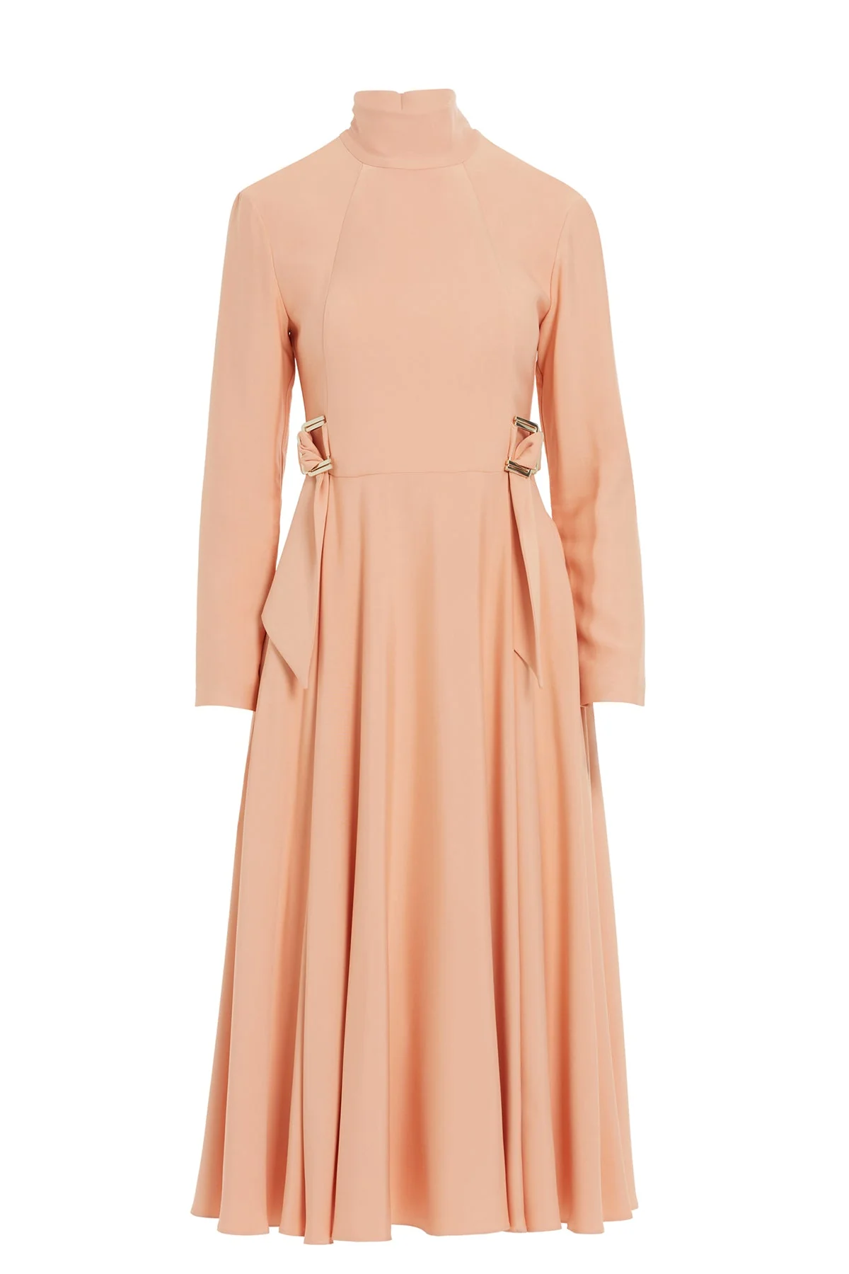 Orange Stand-Collar Midi Dress - Image 4