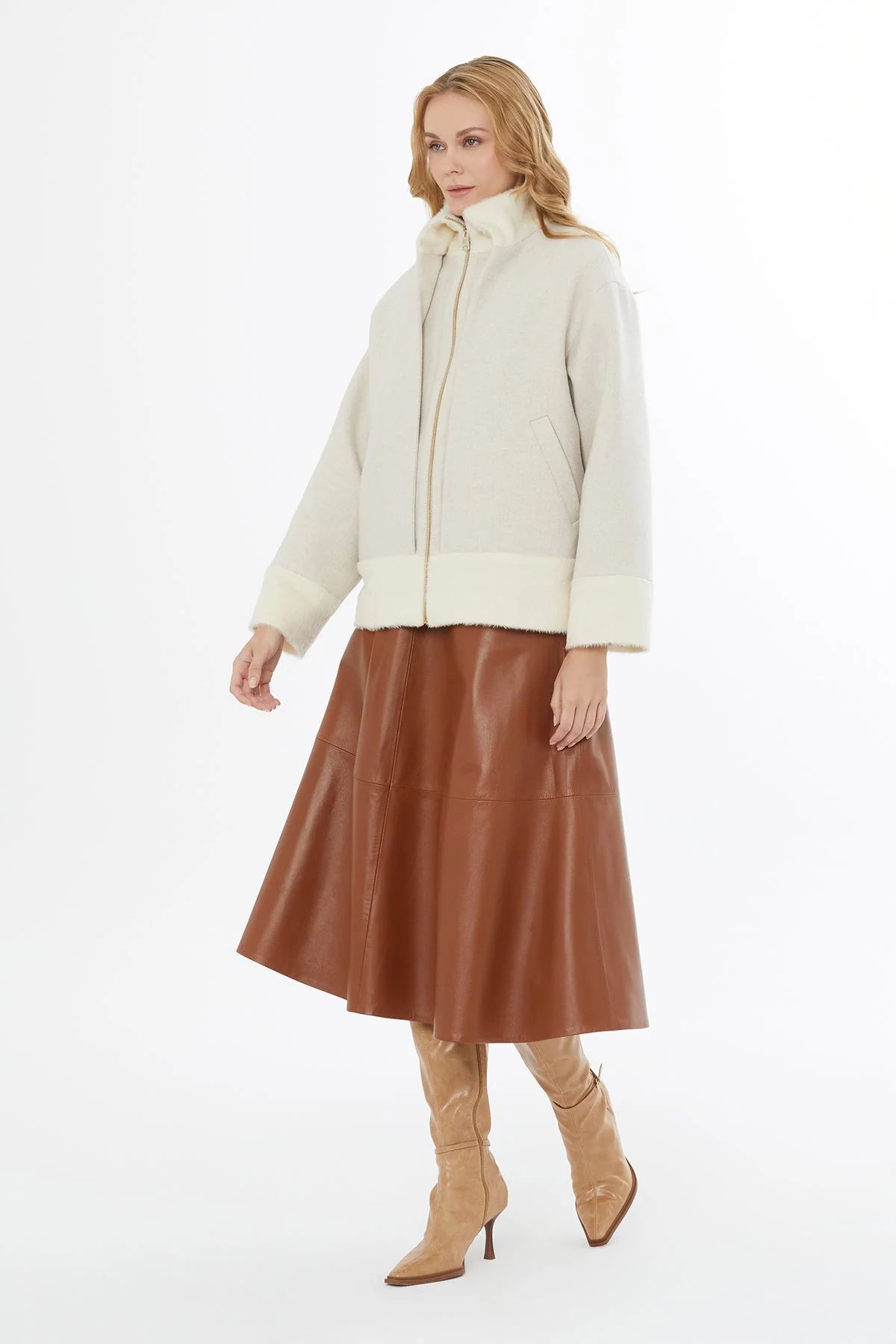 Oversized Jacket with Stand Collar and Pockets - Image 4