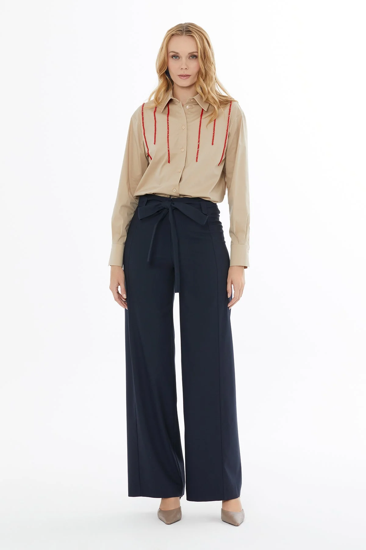 Pants with Back Button Detail