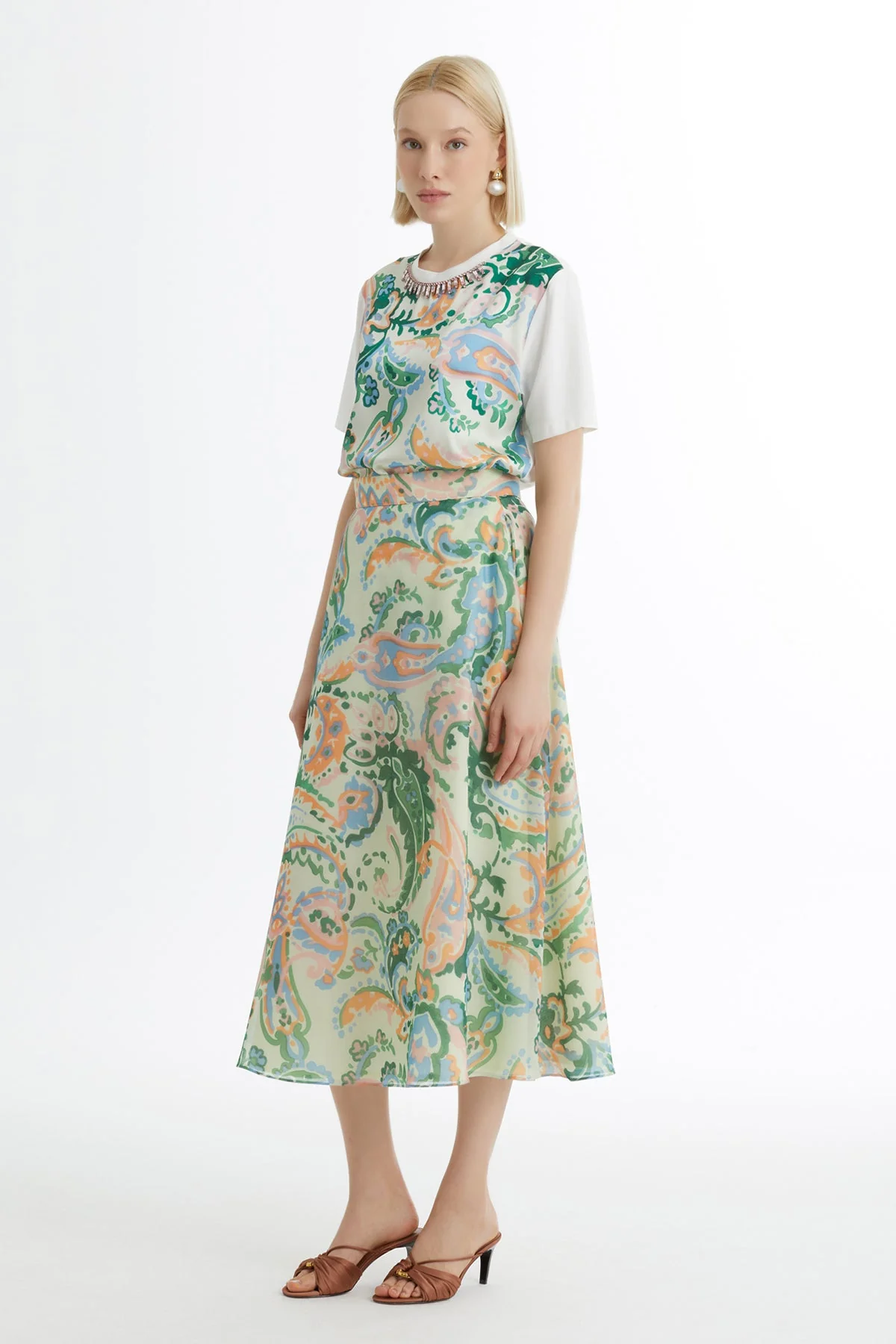 Patterned Flounce Midi Skirt - Image 4