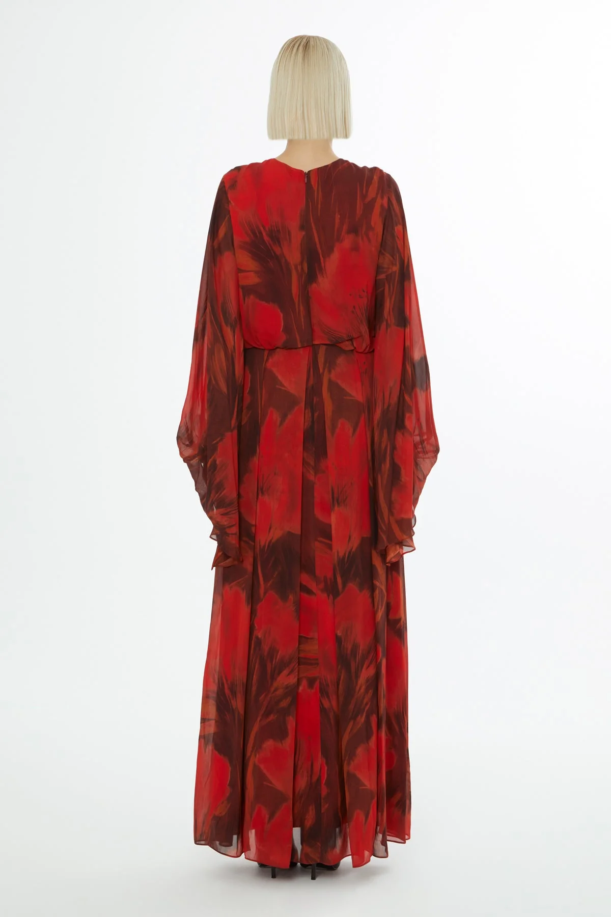 Patterned Long-Sleeve Long Dress - Image 5