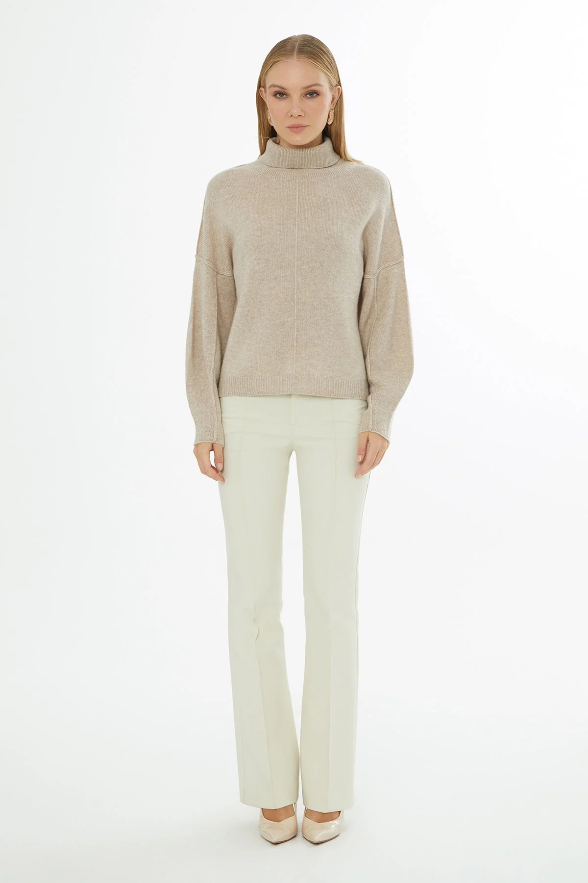 Pink Long-Sleeve Turtleneck Sweater