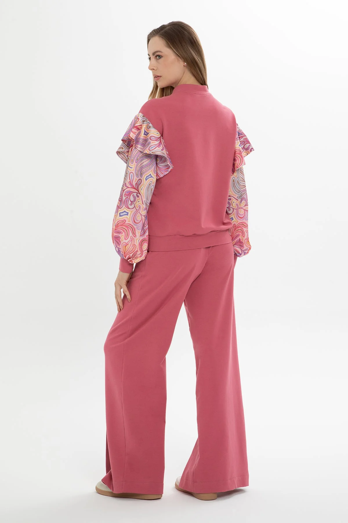 Pink Patterned-Sleeve Tracksuit - Image 3