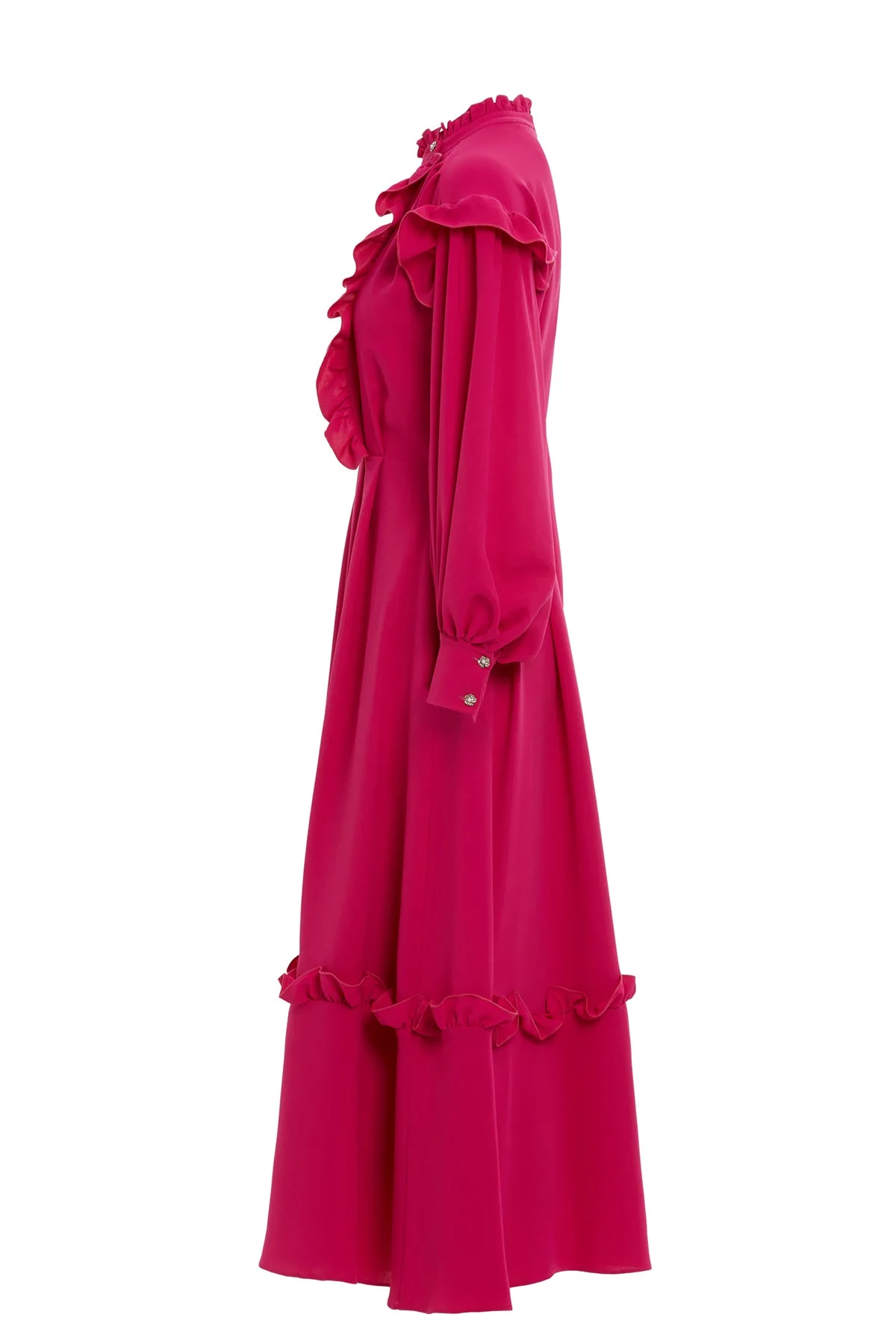 Pink Ruffle-Detail Midi Dress - Image 3
