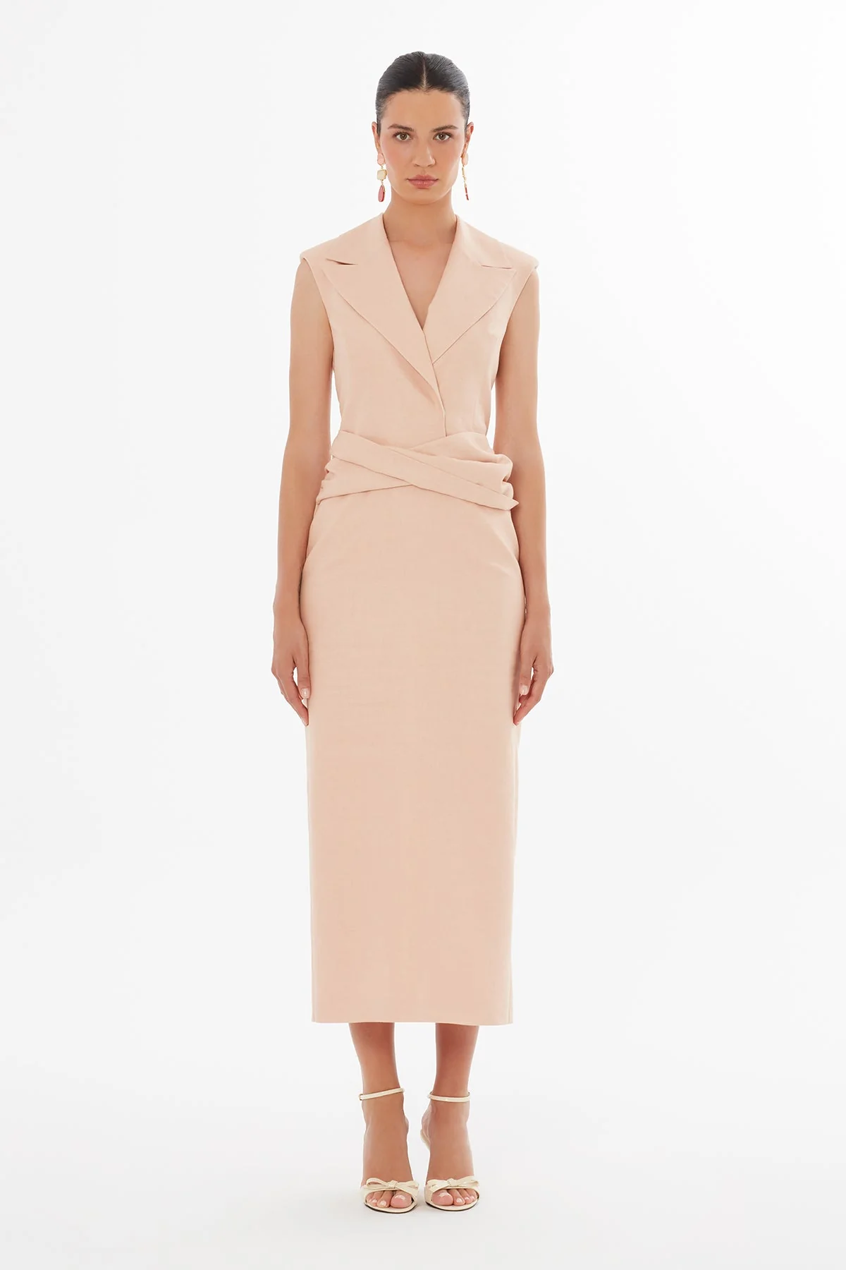 Pink Shoulder Padded Maxi Dress