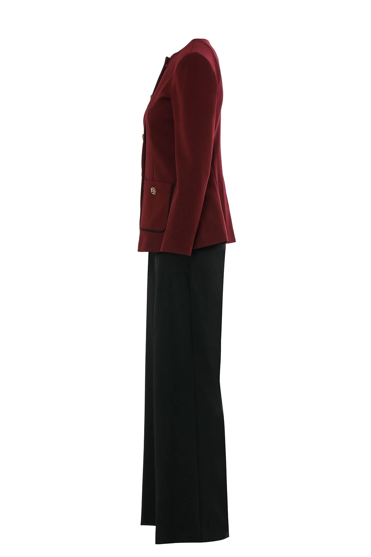 Piped Jacket Back Waist Elastic Pant Set - Image 2
