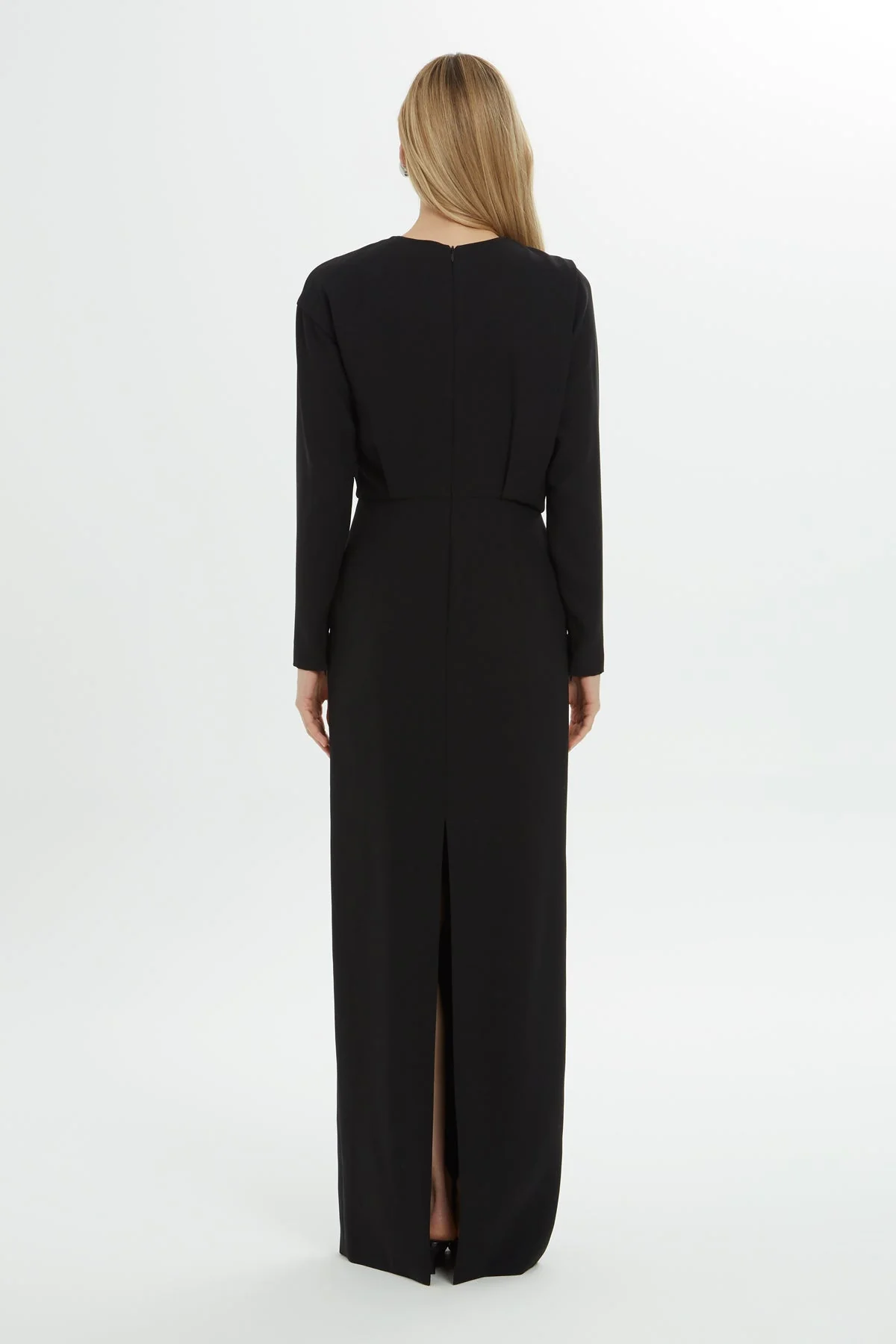 Black Long Dress with Balloon Sleeves - Image 5