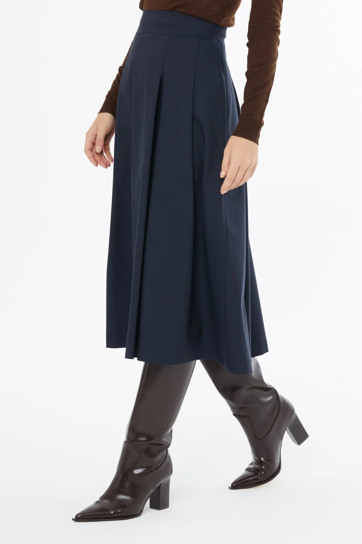 Pleated Skirt with Back Center Hidden Zipper - Image 2