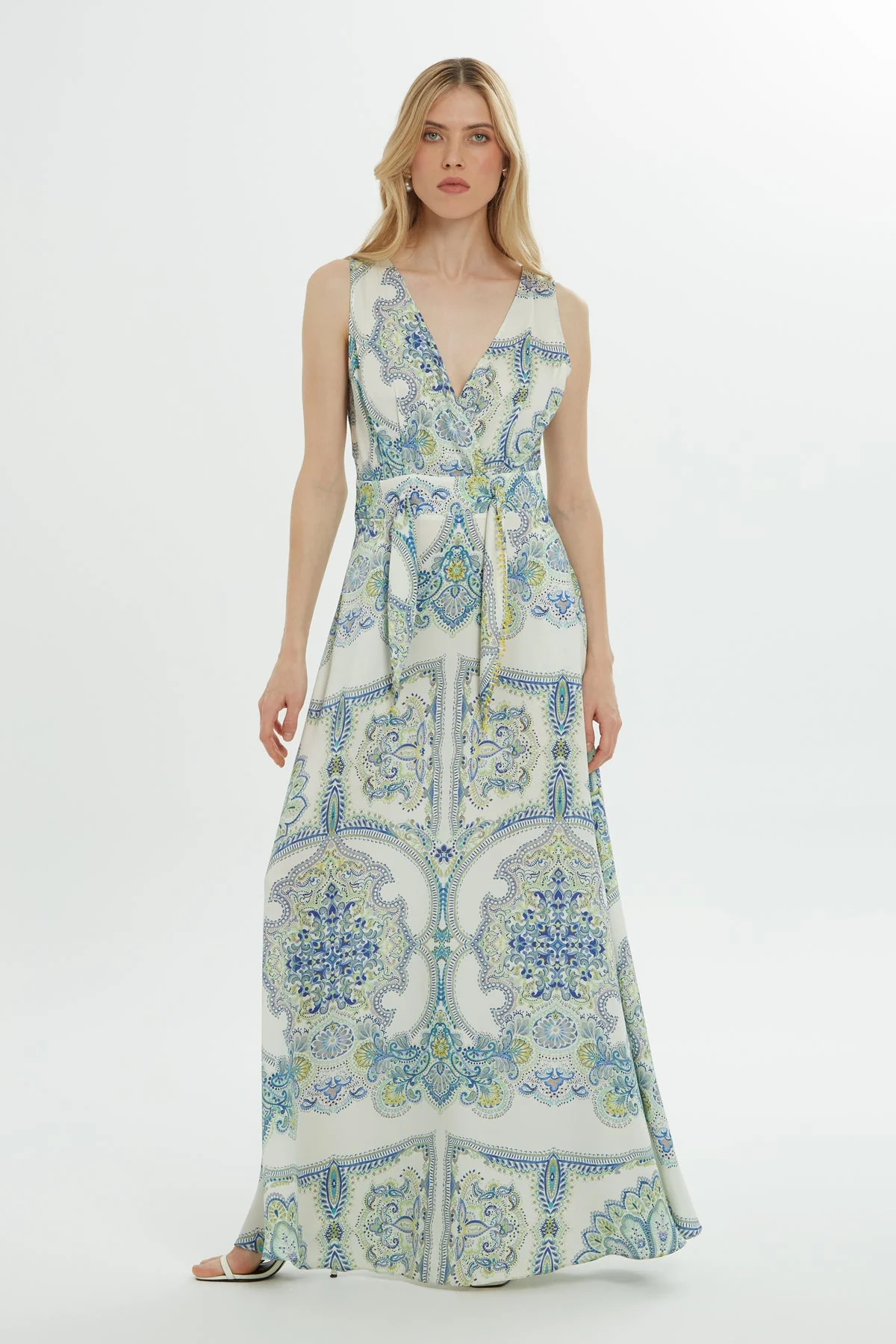 Printed Dress with Belted Detail