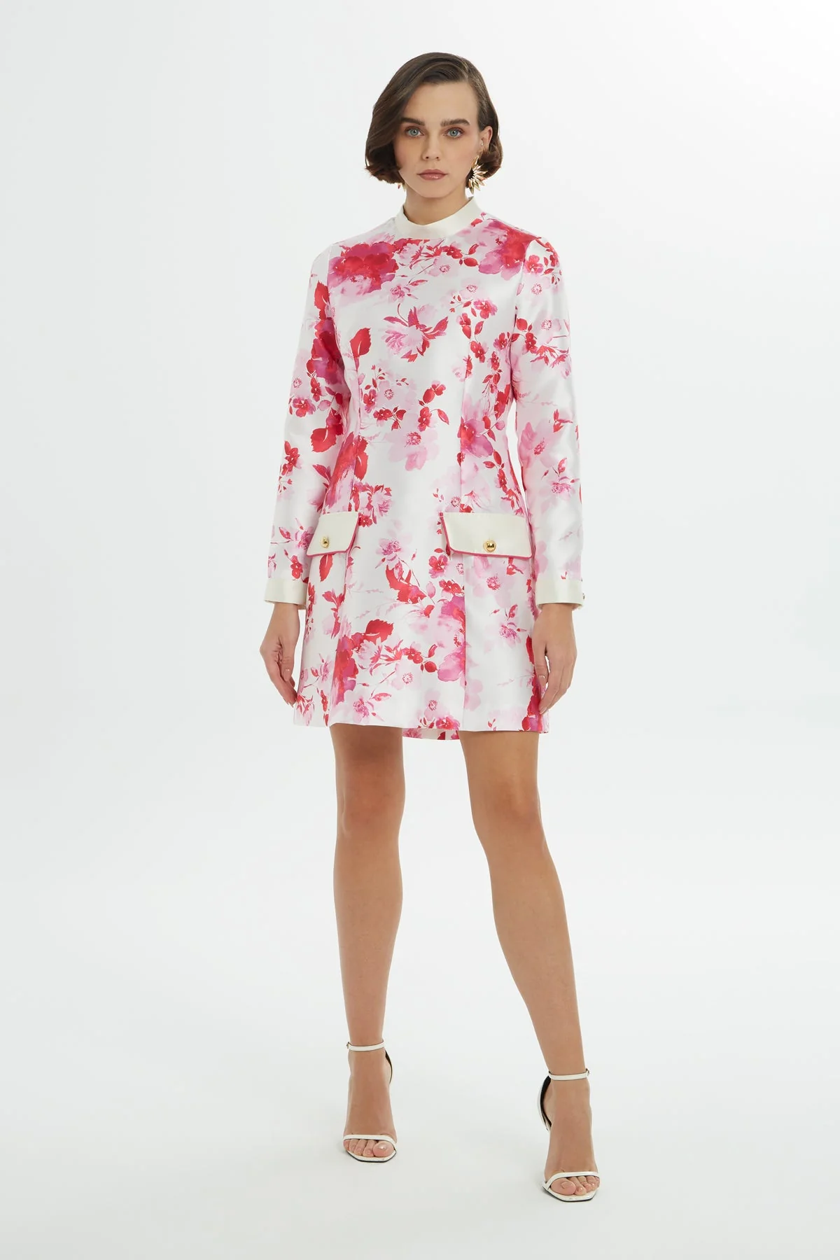 Printed High-Neck Mini Dress