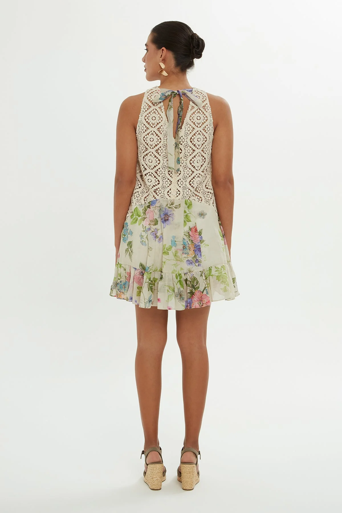 Printed Lace-Detail Mini Dress - Image 5