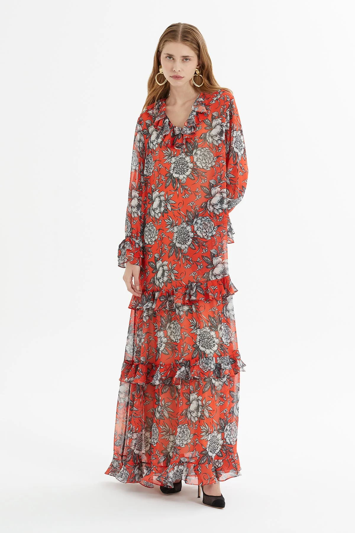 Printed Long Dress with Elasticated Ankles - Image 4