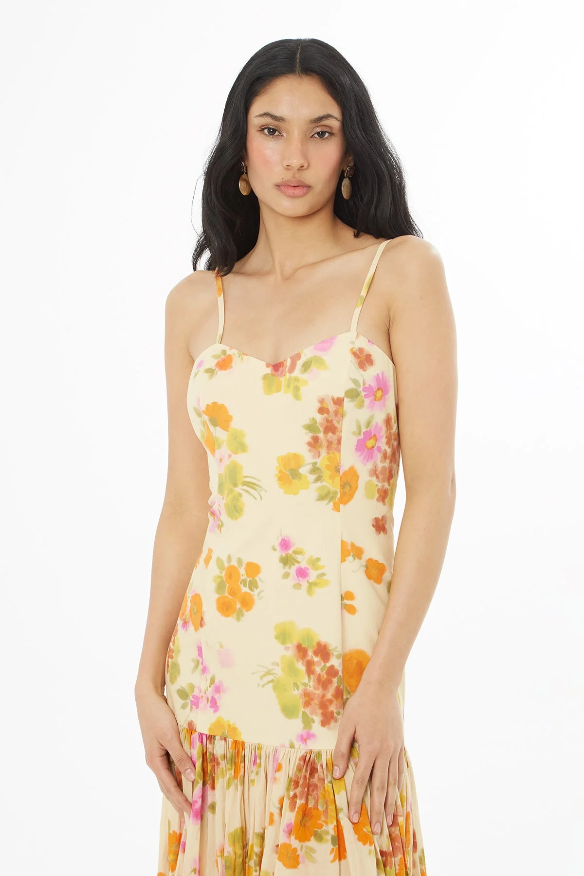 Printed Long Dress with Pleated Skirt - Image 3