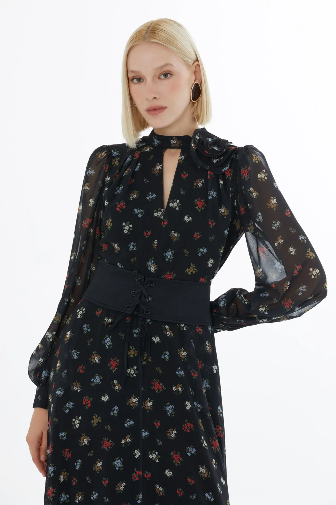 Printed Maxi Dress with Belt Detail - Image 3