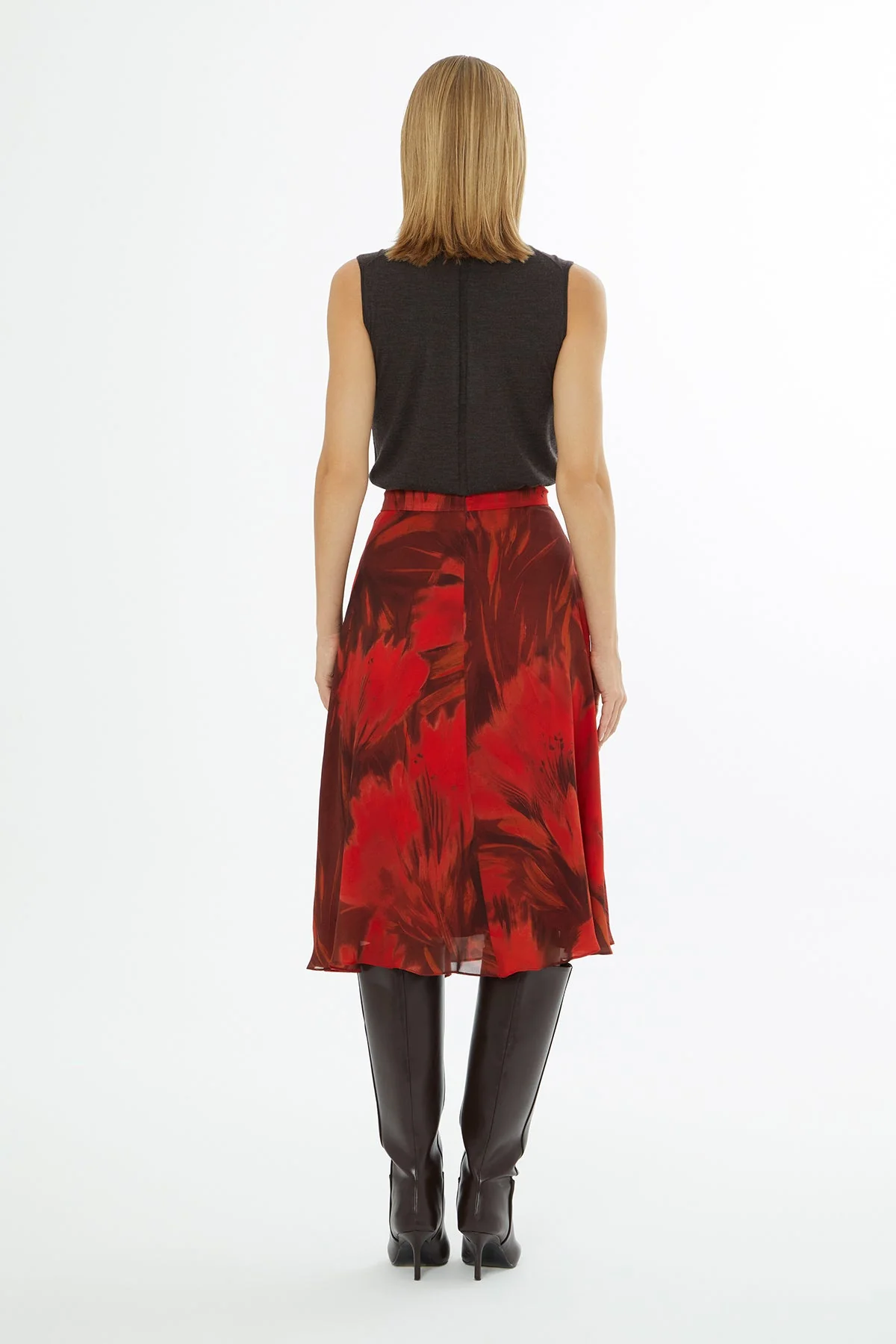 Printed Midi Skirt with Zip Closure - Image 5