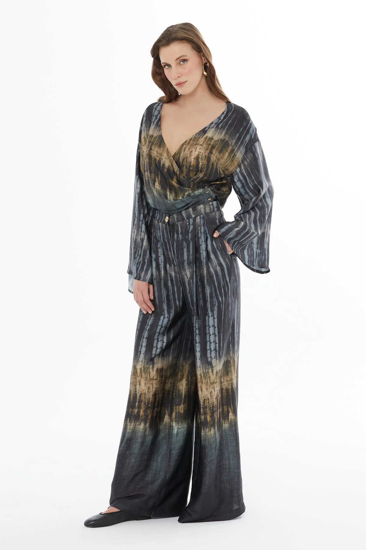 Printed Pleated-Detail Relaxed-Fit Trousers - Image 2