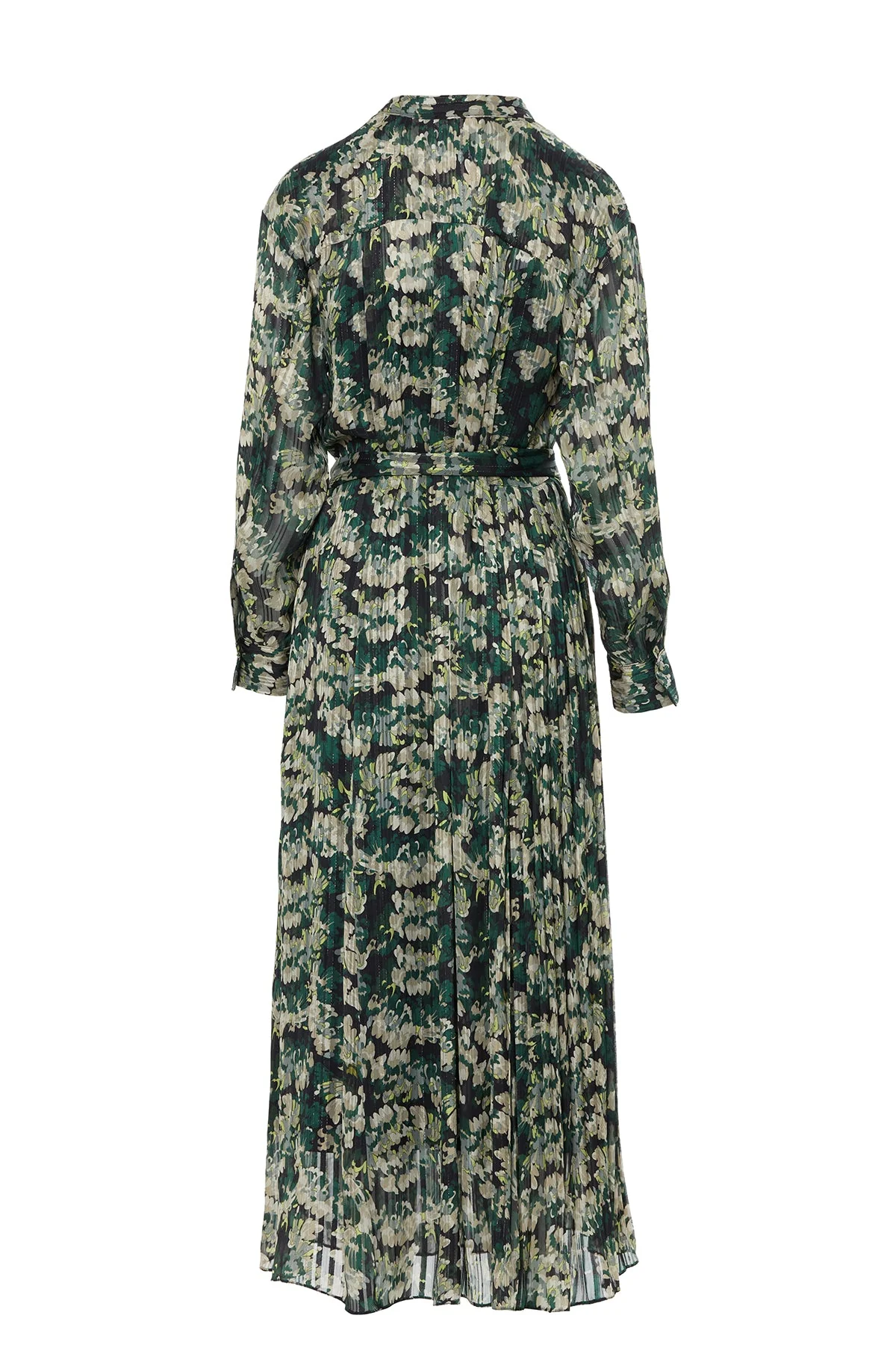 Printed Pleated Lined Long Dress - Image 3
