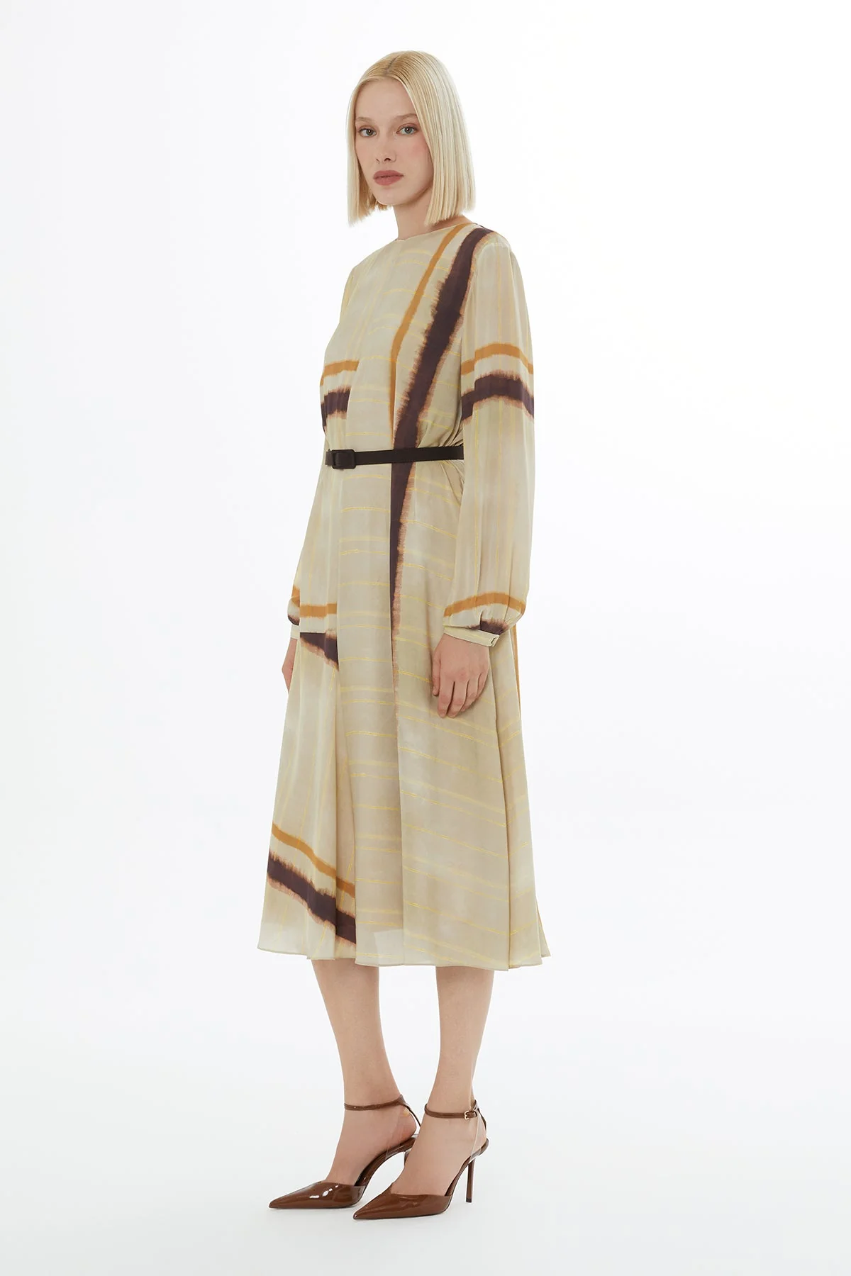 Printed Round-Neck Midi Dress - Image 3
