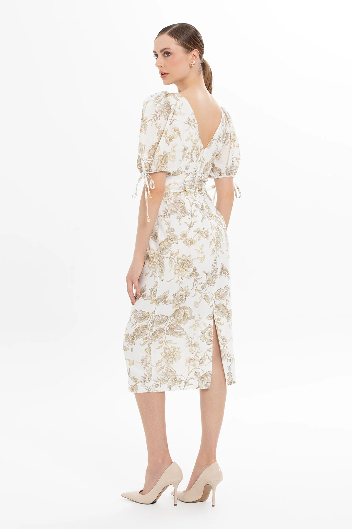 Printed Short-Sleeved Midi Dress - Image 4