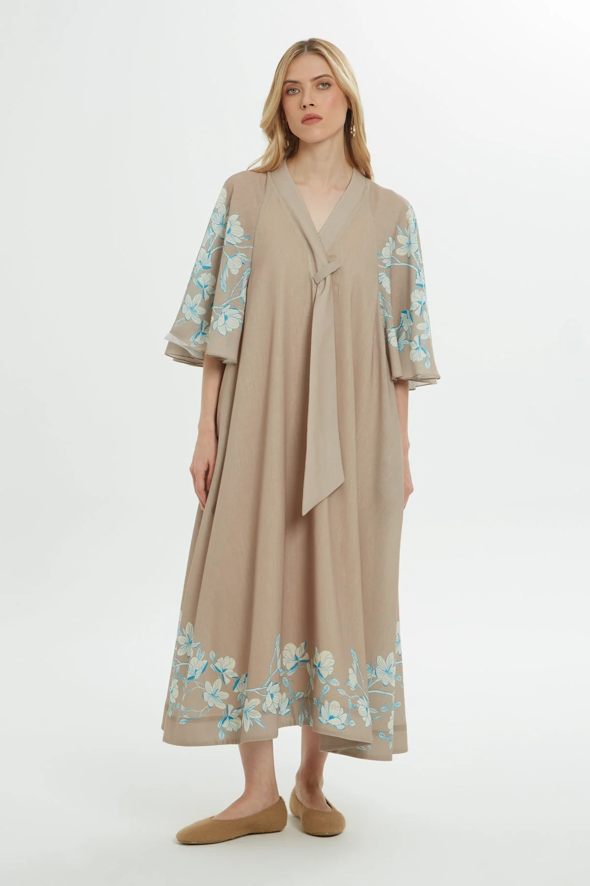 Printed V-Neck Maxi Dress