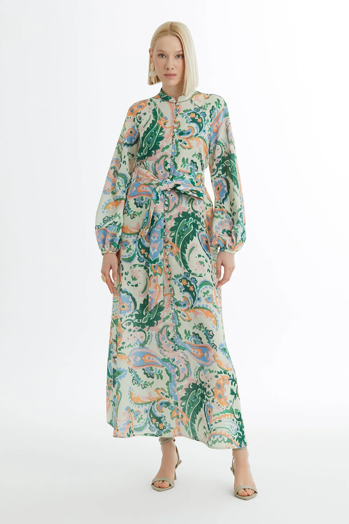 Puff Sleeve Embroidered Dress